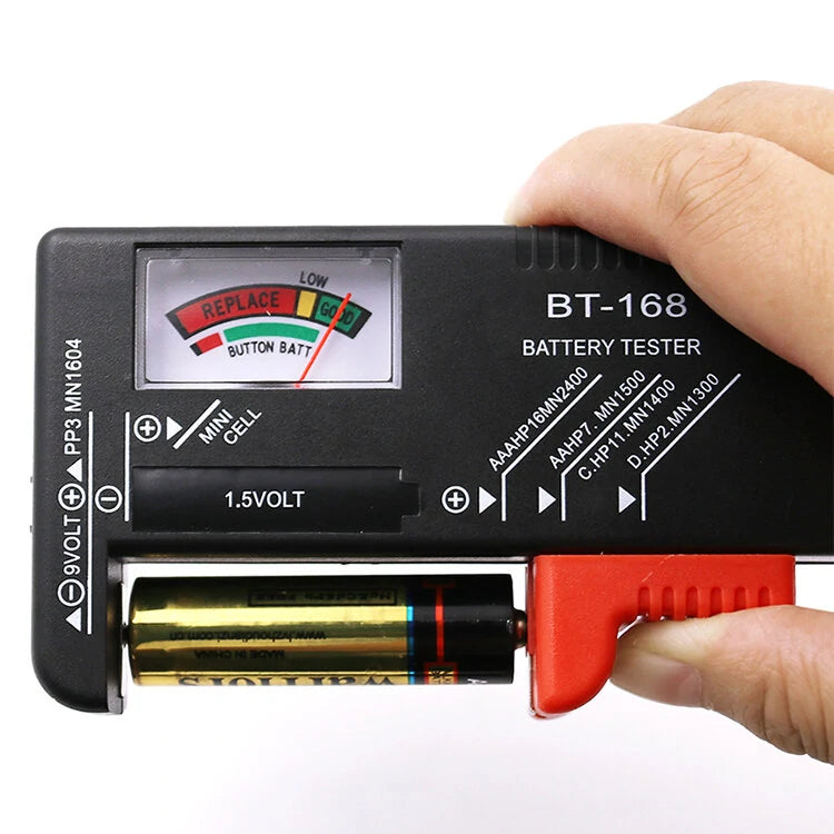 Universal Battery Tester BT-168 for AA/AAA/C/D/9V/1.5V with Color-Coded Indicator