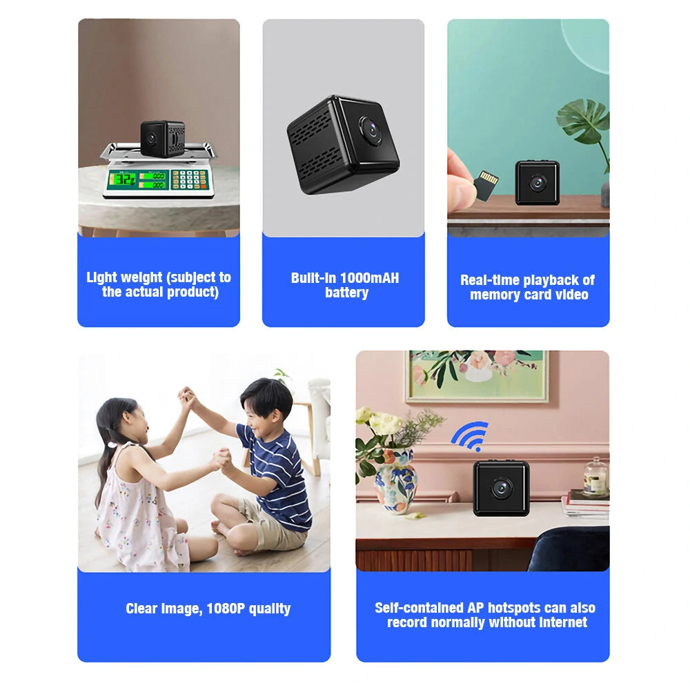 1080P Mini Wireless Outdoor Camera - Night Vision, Motion Detection, Phone Monitoring, APP Alerts, TF Card Support, Home Surveillance