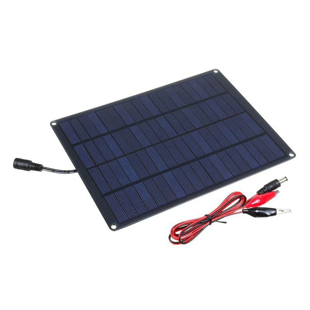 18V 10W High-Efficiency Monocrystalline Solar Panel Charger for Outdoor Camping, Hiking, and Car Emergency Power