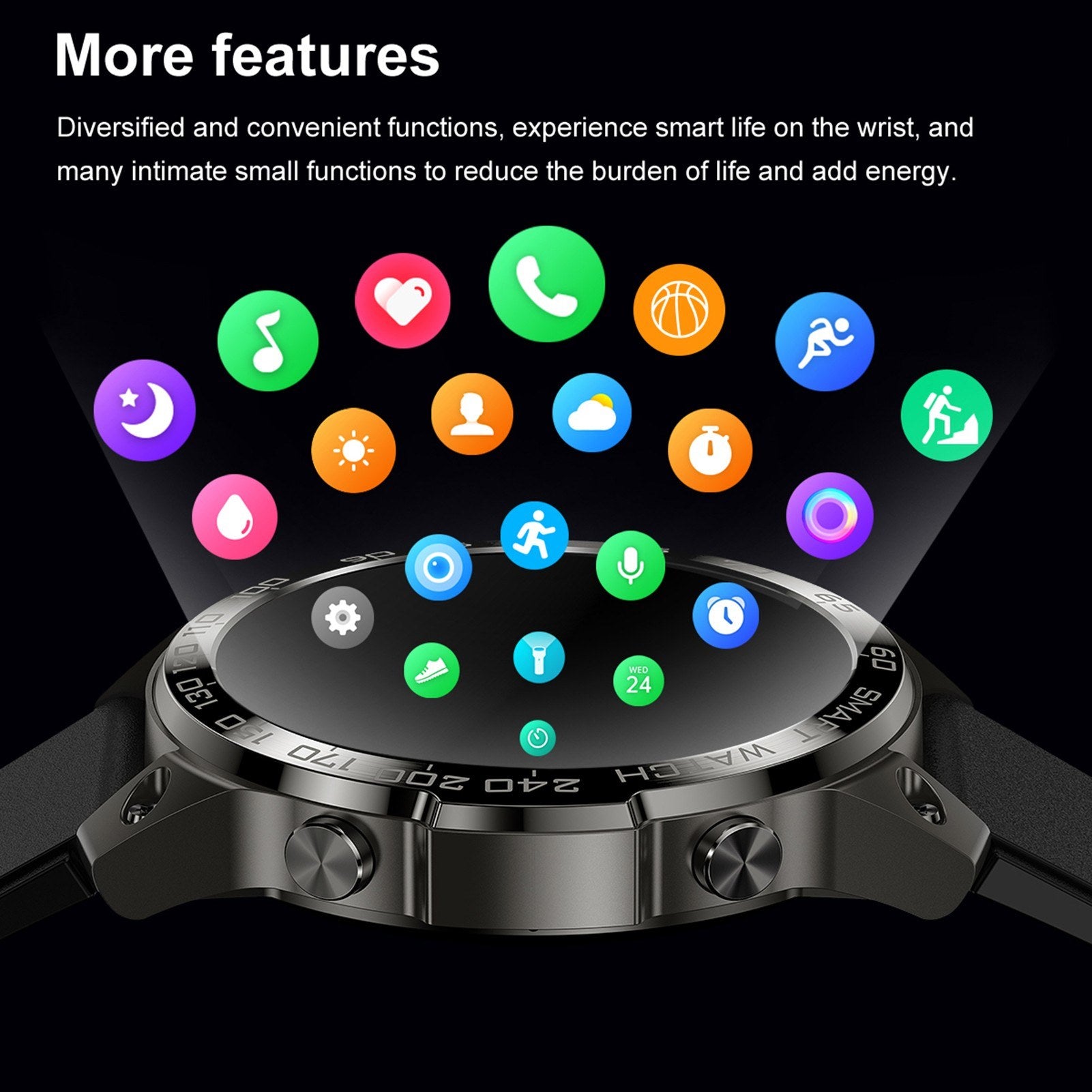 DM50 Smartwatch 1.43 HD Touchscreen, IP68 Waterproof Fitness Tracker for Android & iOS