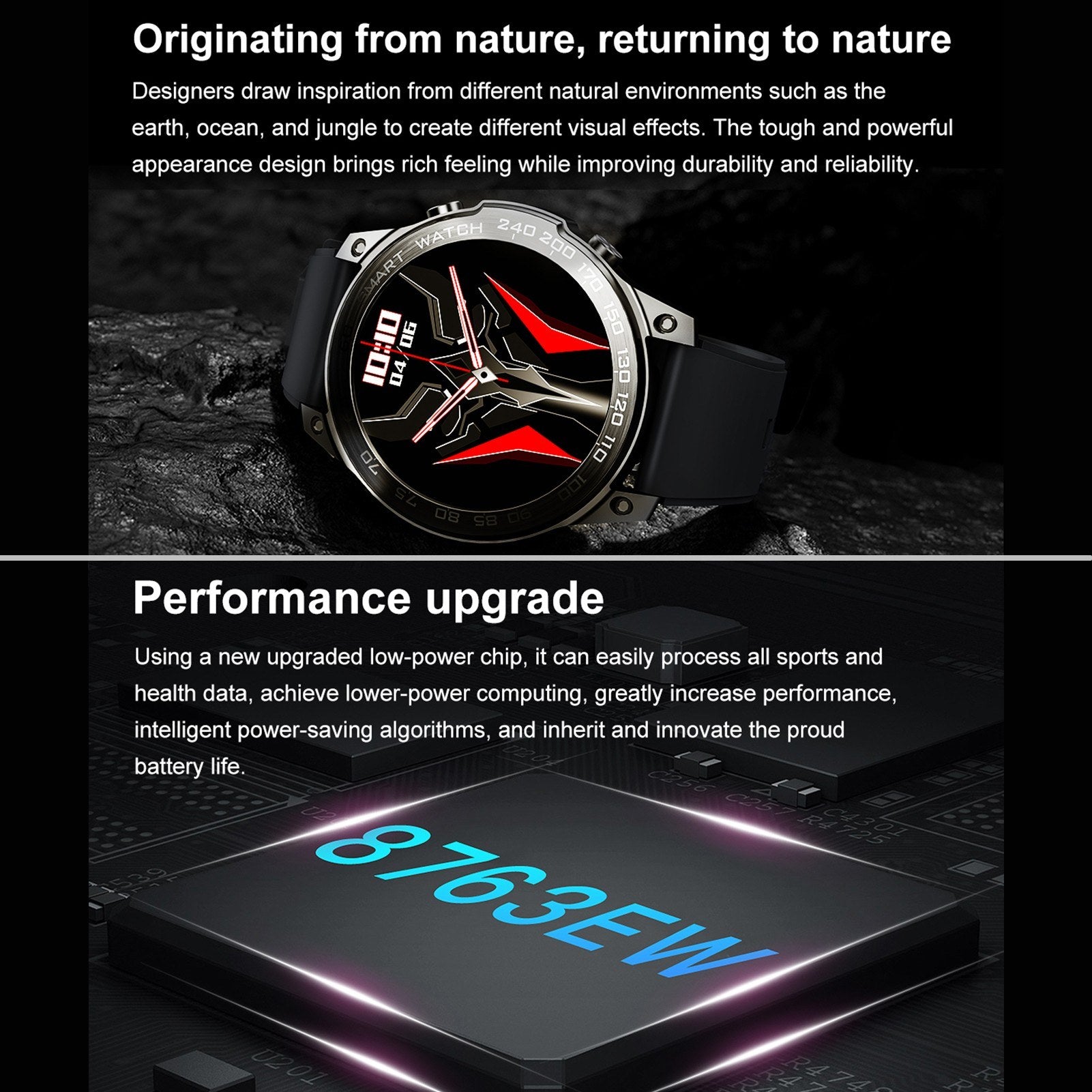 DM50 Smartwatch 1.43 HD Touchscreen, IP68 Waterproof Fitness Tracker for Android & iOS