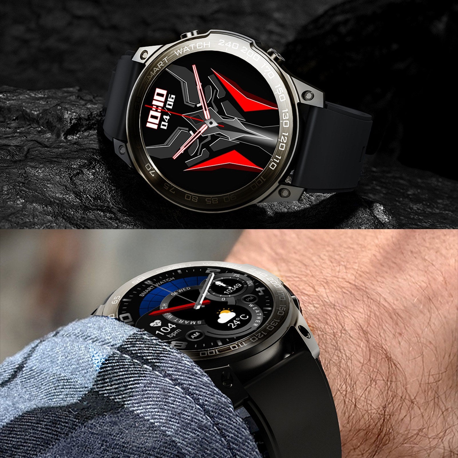 DM50 Smartwatch 1.43 HD Touchscreen, IP68 Waterproof Fitness Tracker for Android & iOS