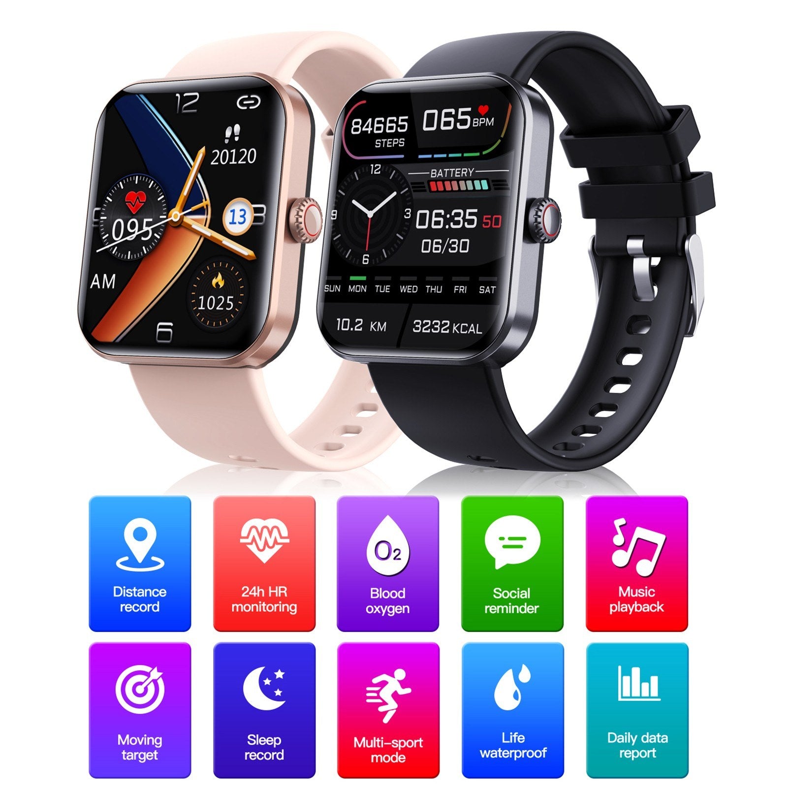 F57L 1.9-inch Touchscreen Smart Watch BT5.1 Fitness Tracker, IP67 Waterproof, Compatible with Android & iOS