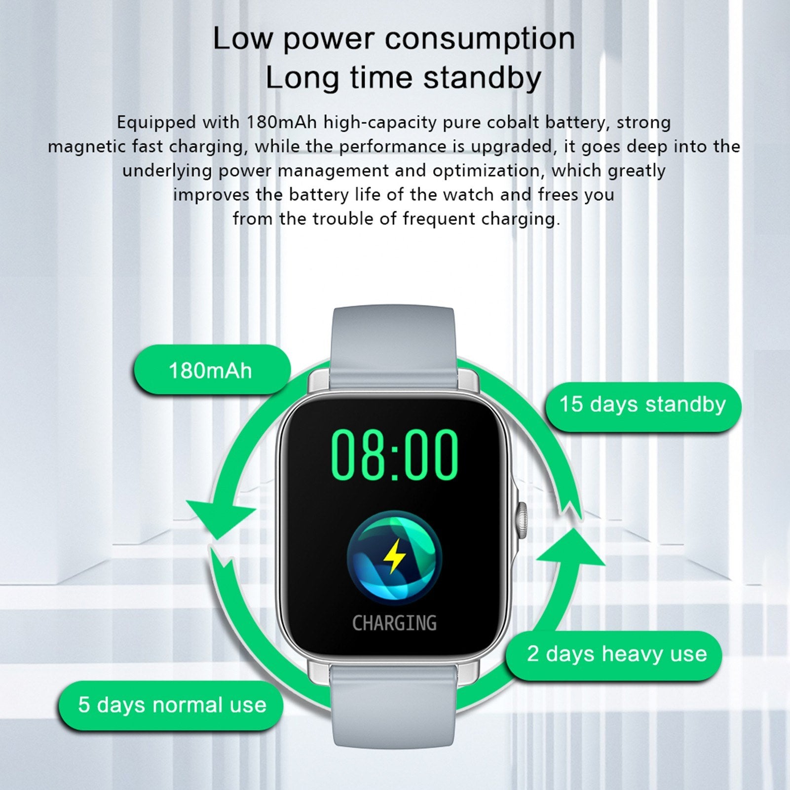 GT30 1.69 Smartwatch: Sports, Fitness Tracker, IP67 Waterproof, BT3.0+BT5.1