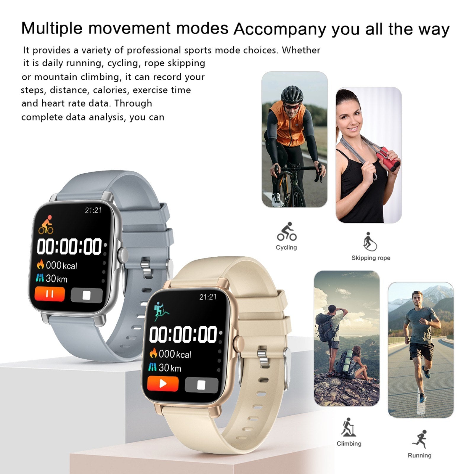 GT30 1.69 Smartwatch: Sports, Fitness Tracker, IP67 Waterproof, BT3.0+BT5.1