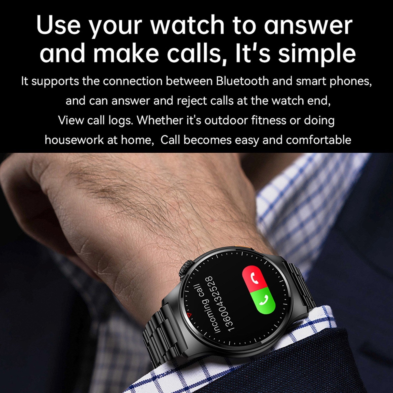 1.39 Smartwatch IP67 Waterproof, BT5.1 Fitness Tracker, Sports & Multifunctional Watch, Compatible with Android 5.0/iOS 10.0