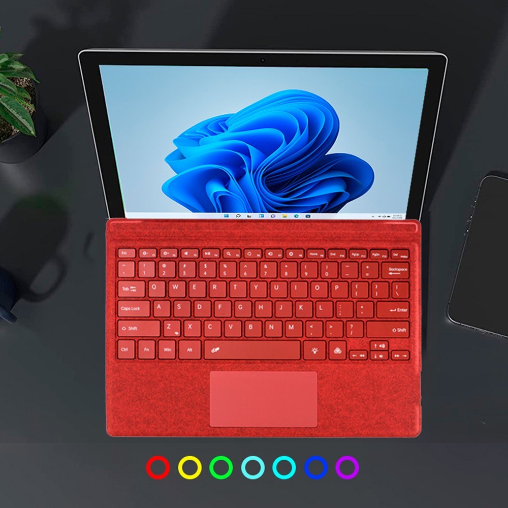 Colorful Backlit Microsoft Surface Pro Keyboard - Slim Magnetic Design with 10m Range (Compatible BT 5.1 for Surface Pro 3/4/5/7 & 8/9/10/11)