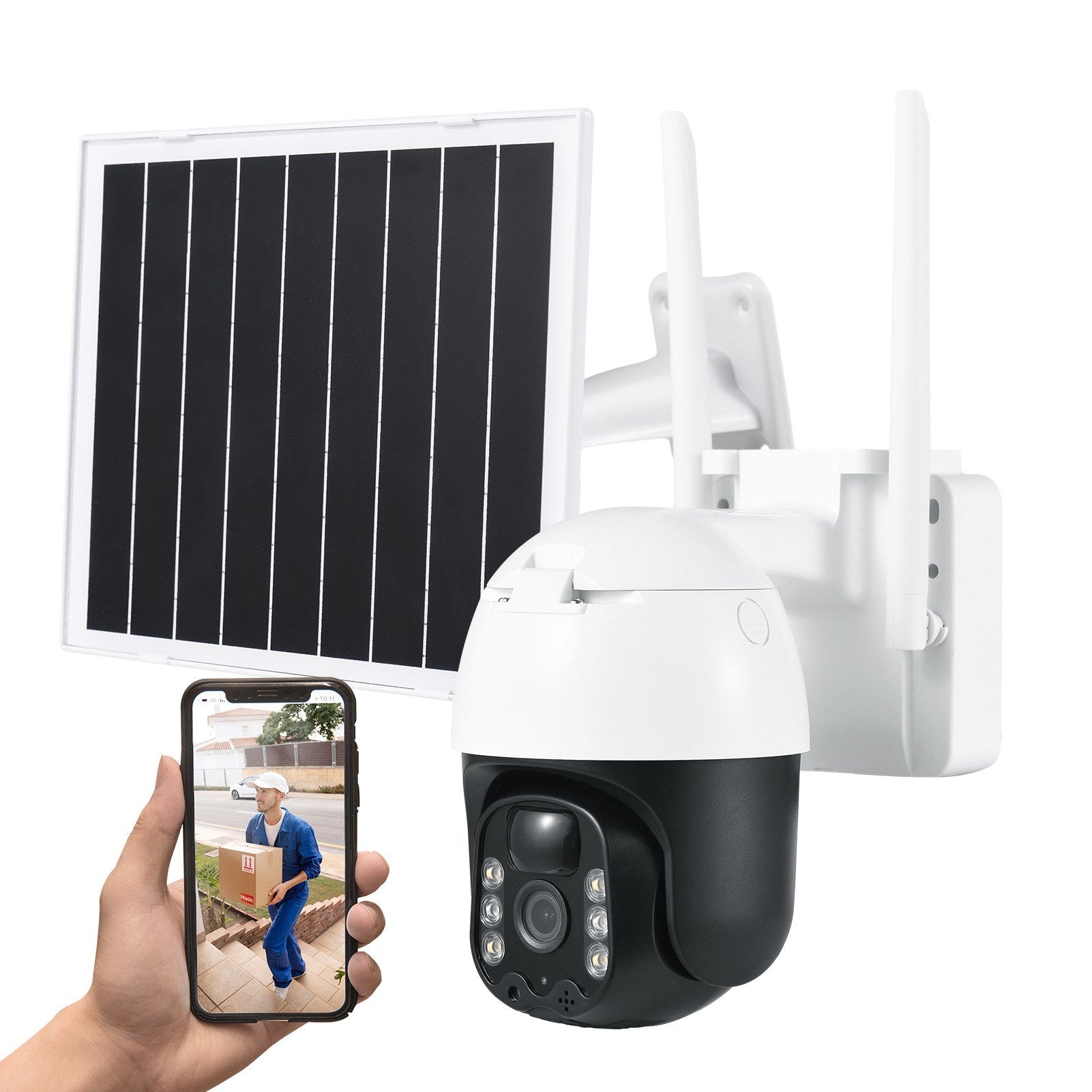 3MP Solar-Powered Smart WiFi Security Camera with Wall Mount and Wireless Monitoring