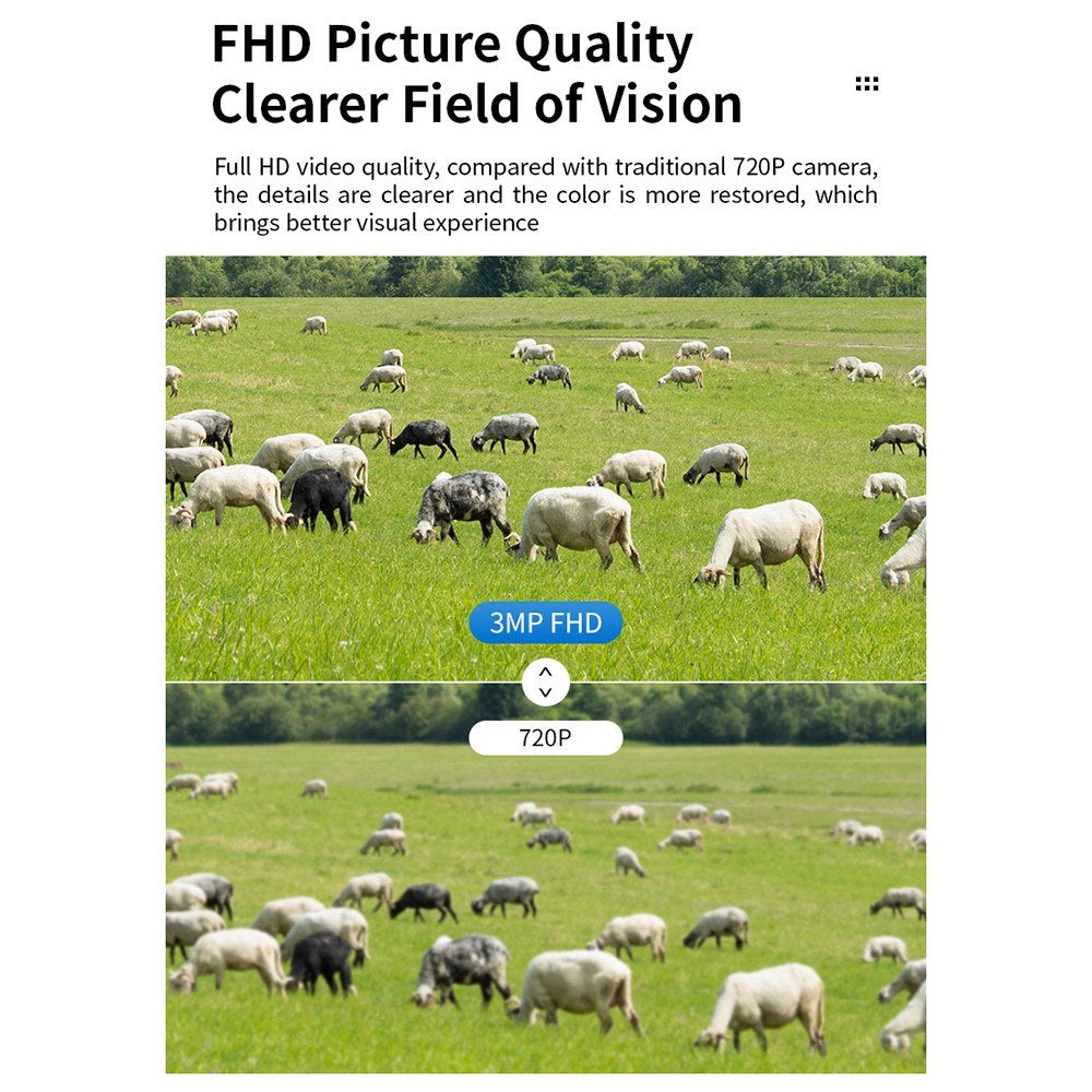 3MP Solar-Powered Smart WiFi Security Camera with Wall Mount and Wireless Monitoring