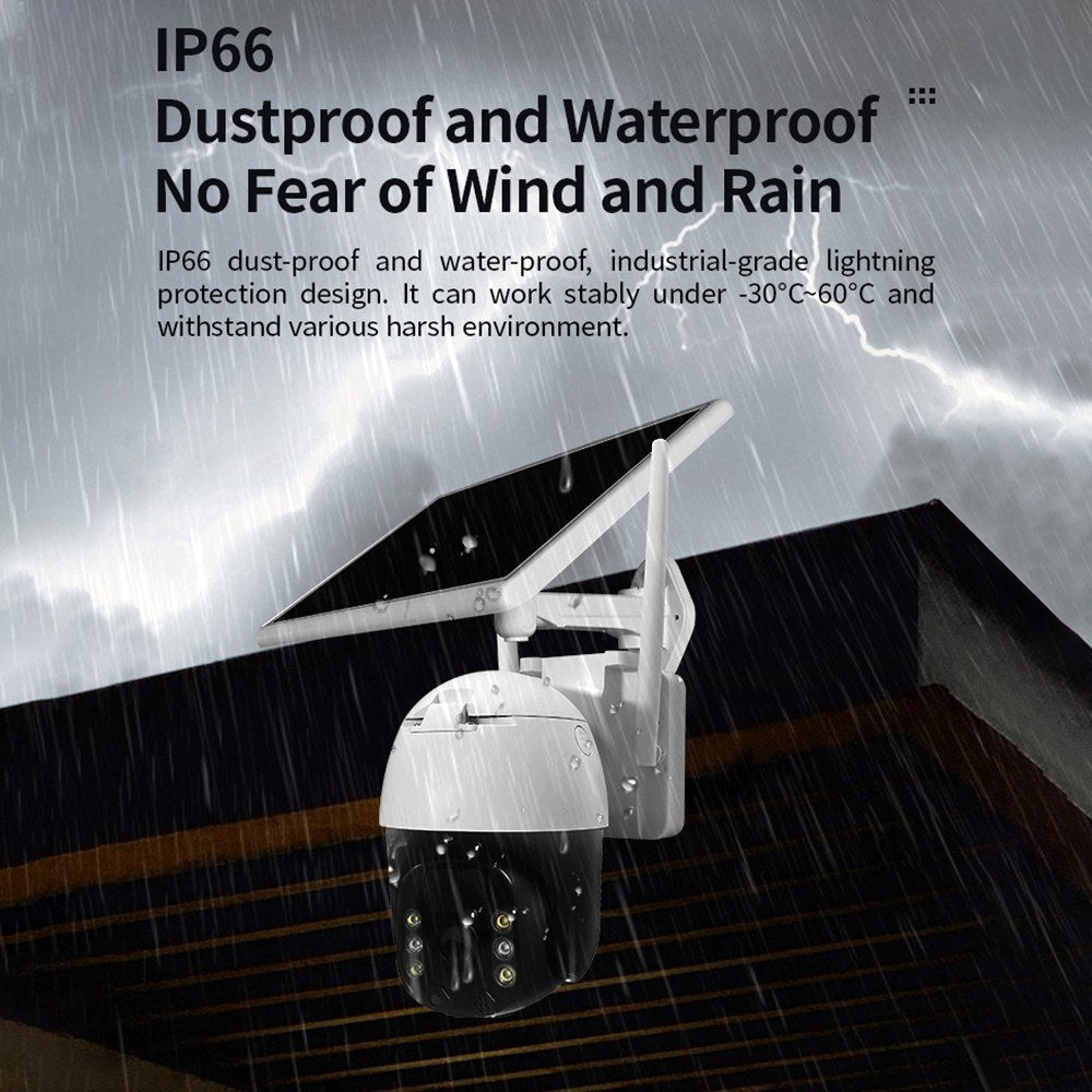 3MP Solar-Powered Smart WiFi Security Camera with Wall Mount and Wireless Monitoring