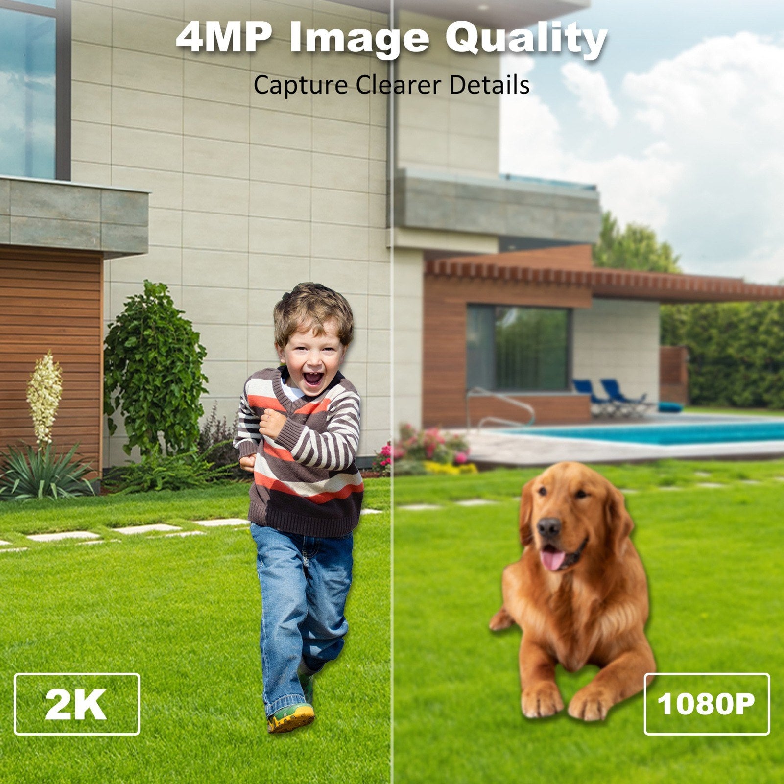 Solar Powered 2K 4MP Wireless Security Camera with WiFi and Wall Mount