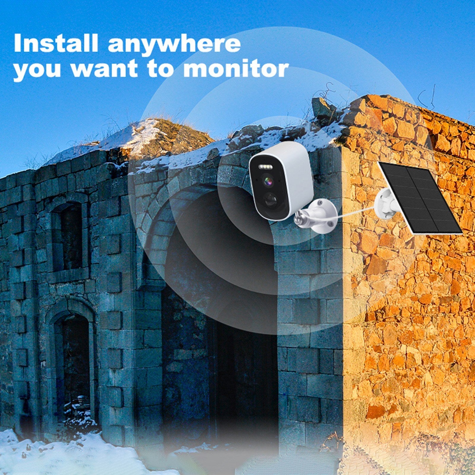 Solar Powered 2K 4MP Wireless Security Camera with WiFi and Wall Mount