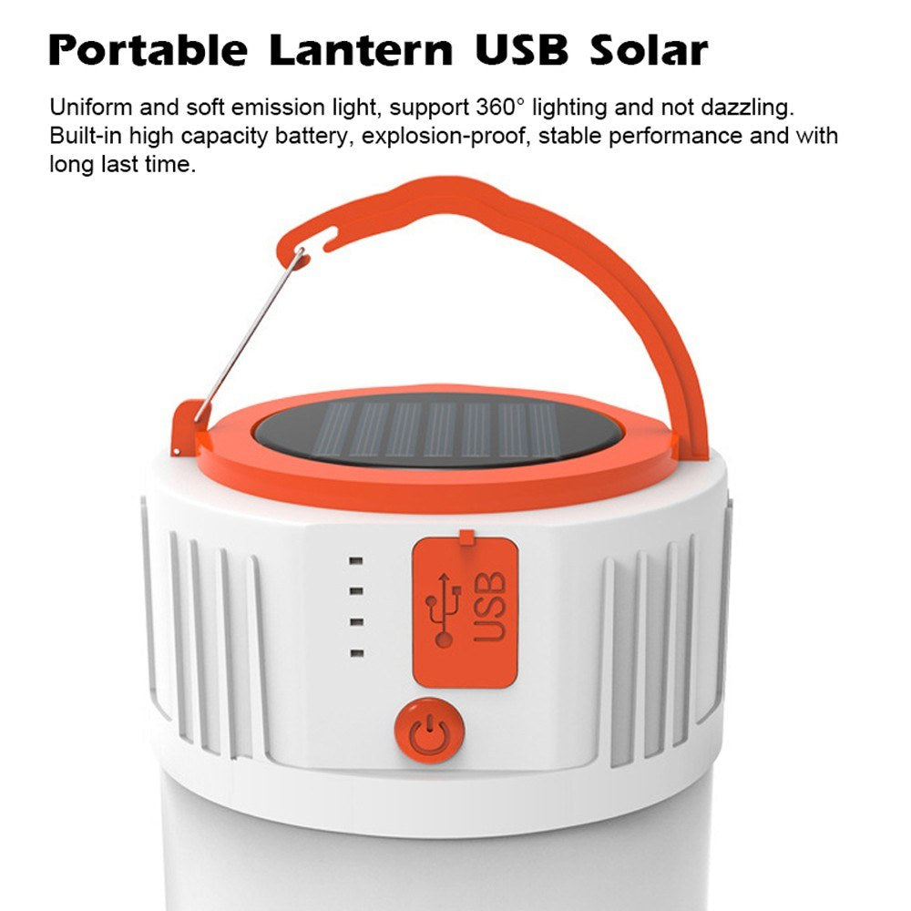 Solar USB Portable Lantern with 24 LED Beads for Camping & Emergency Use