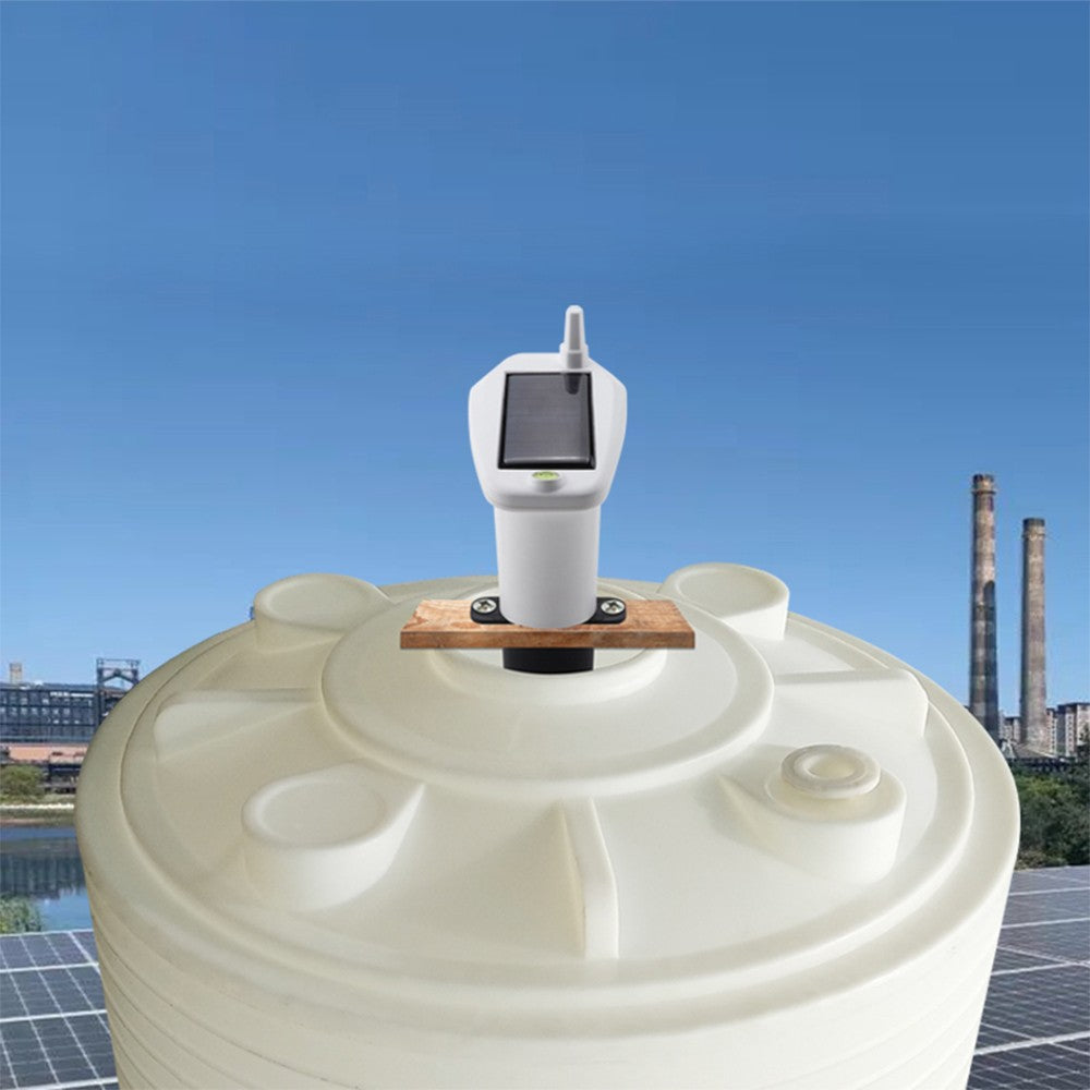 Solar-Powered Wireless Ultrasonic Water Level Monitor with High/Low Alarm and IP65 Waterproof Indicator Gauge
