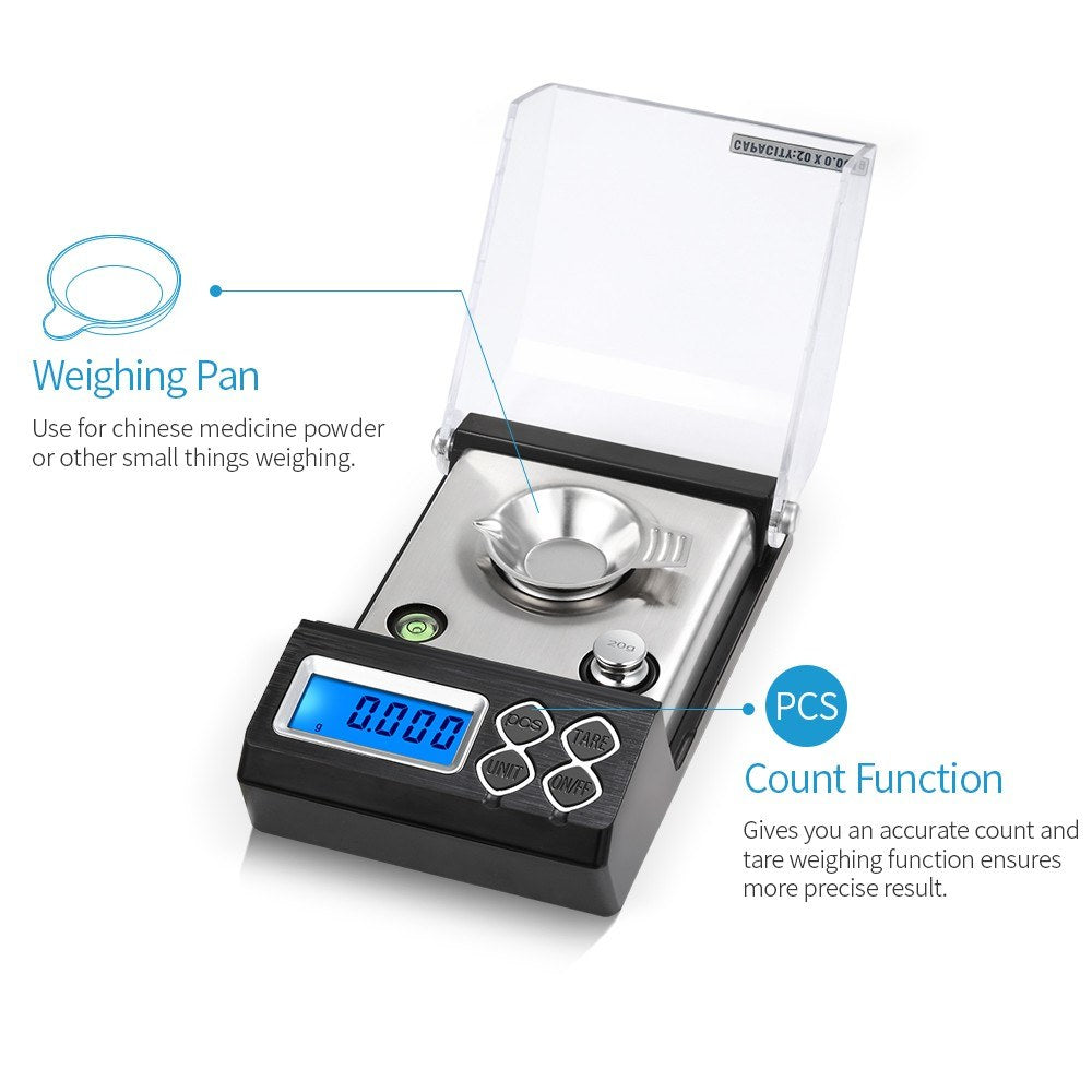 Professional Digital Milligram Scale - High Precision 0.001g with 20g / 30g / 50g Options