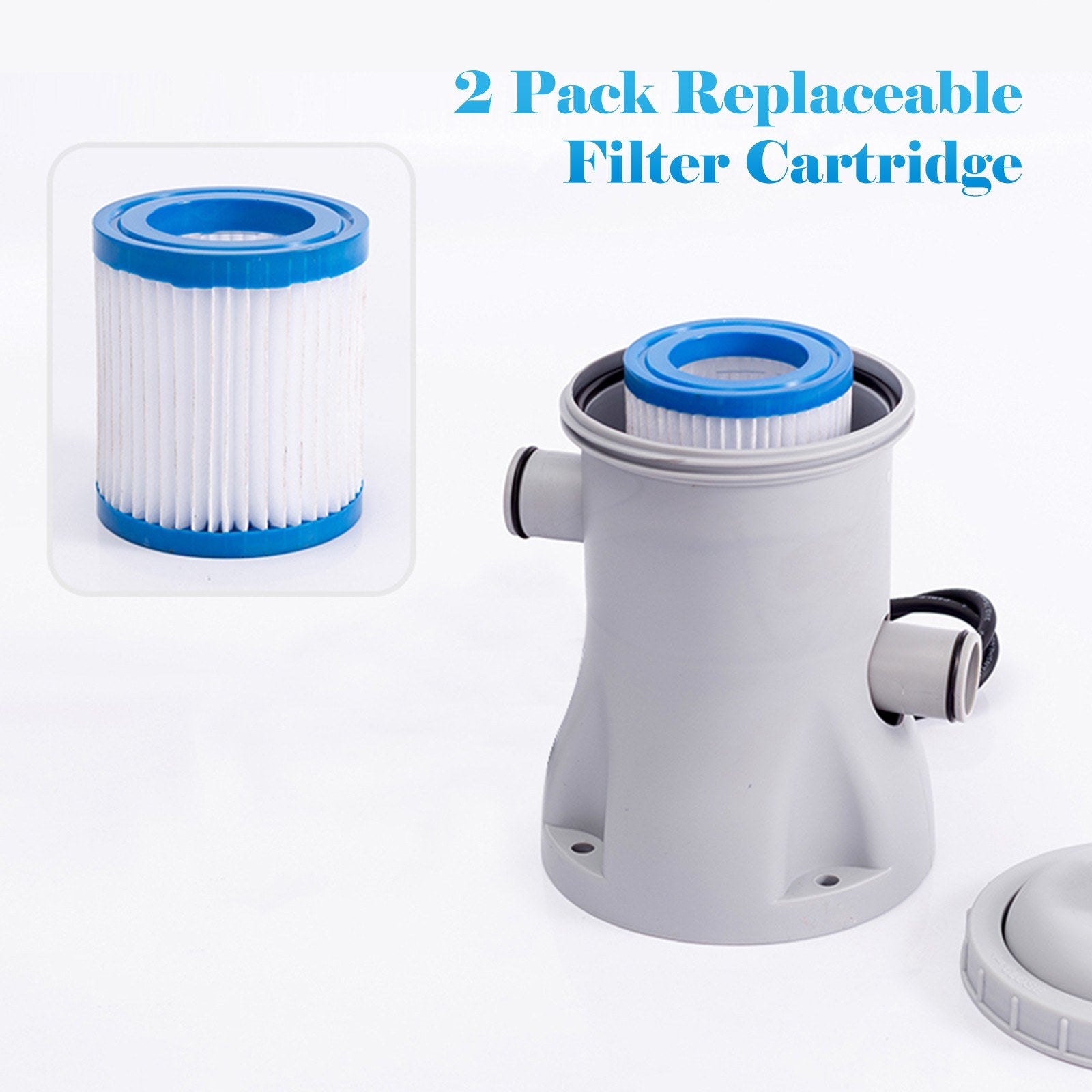 Electric Pool Filter Pump 330 GPH with 2 Cartridges for Above Ground Pools