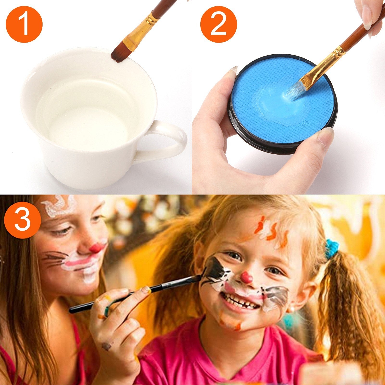 Hypoallergenic Face & Body Paint - Non-Toxic, Water-Based, Easy Clean | For Kids & Adults Halloween Cosplay Festival