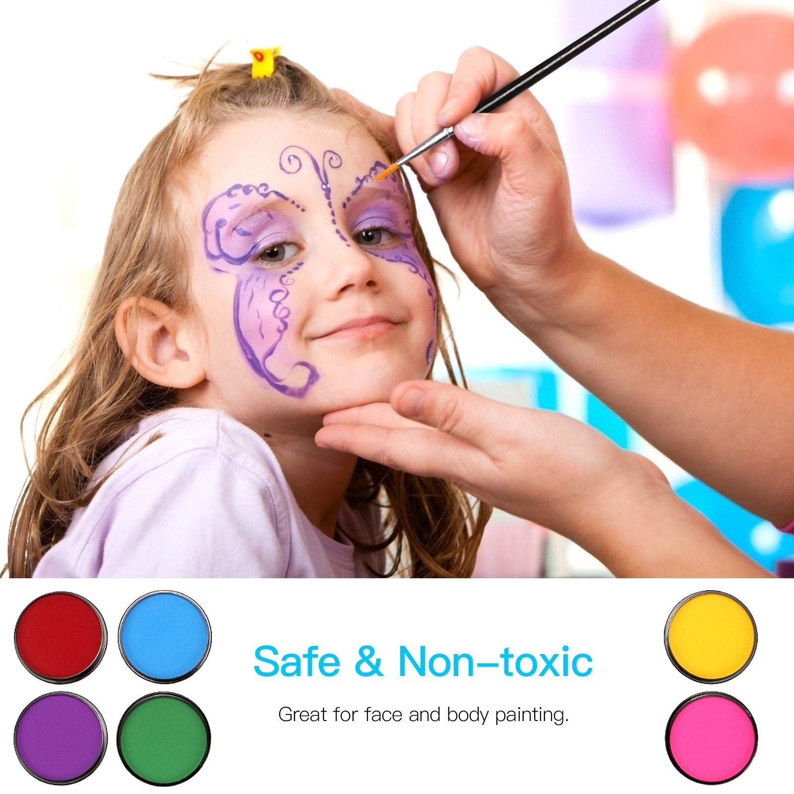 Hypoallergenic Face & Body Paint - Non-Toxic, Water-Based, Easy Clean | For Kids & Adults Halloween Cosplay Festival