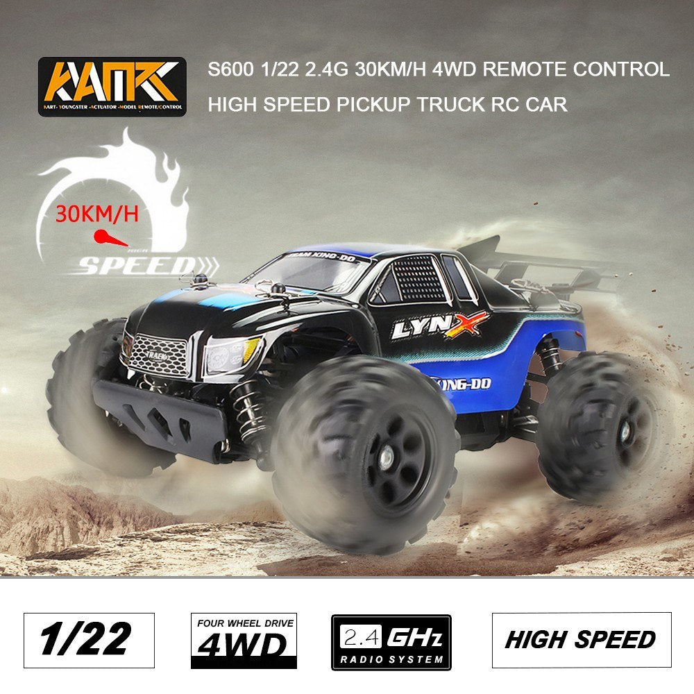KYAMRC S600 1/22 4WD High-Speed 30KM/h Remote Control Pickup Truck RC Car