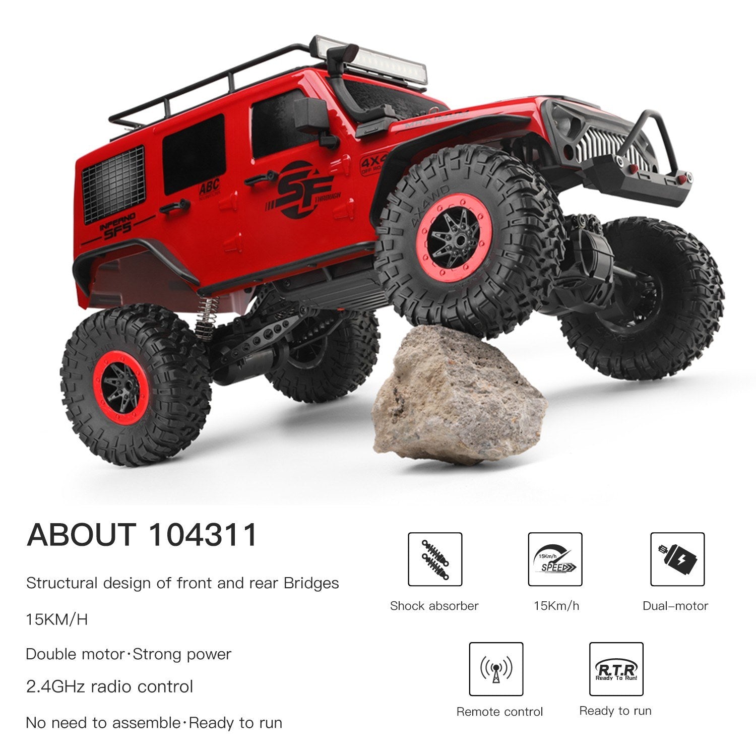 WLtoys 104311 1/10 4WD RC Jeep SUV Off-road Crawler with Brushed Motor