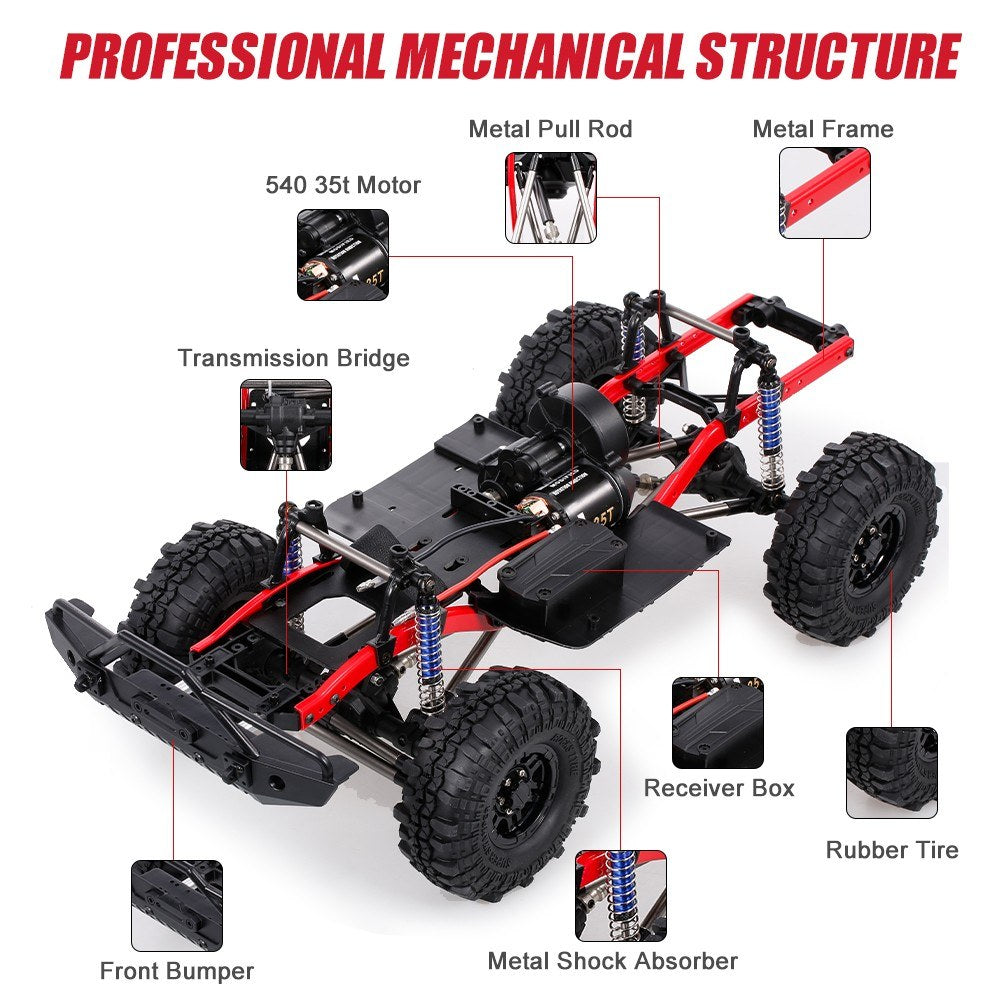AUSTAR A2X-313C 1/10 RC Crawler Car Chassis Frame with Tires, 275mm Wheelbase, 540 35T Motor, Compatible with Axial SCX10 II
