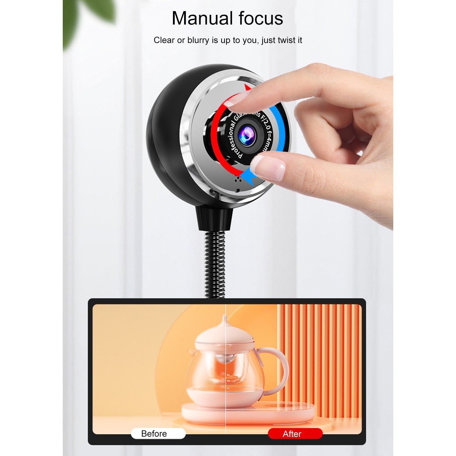 SADA A09 USB Desktop Camera: HD 1080P, Manual Focus, Wide Angle, Rotatable, Height Adjustable, Mic-Equipped for Conferencing & Streaming