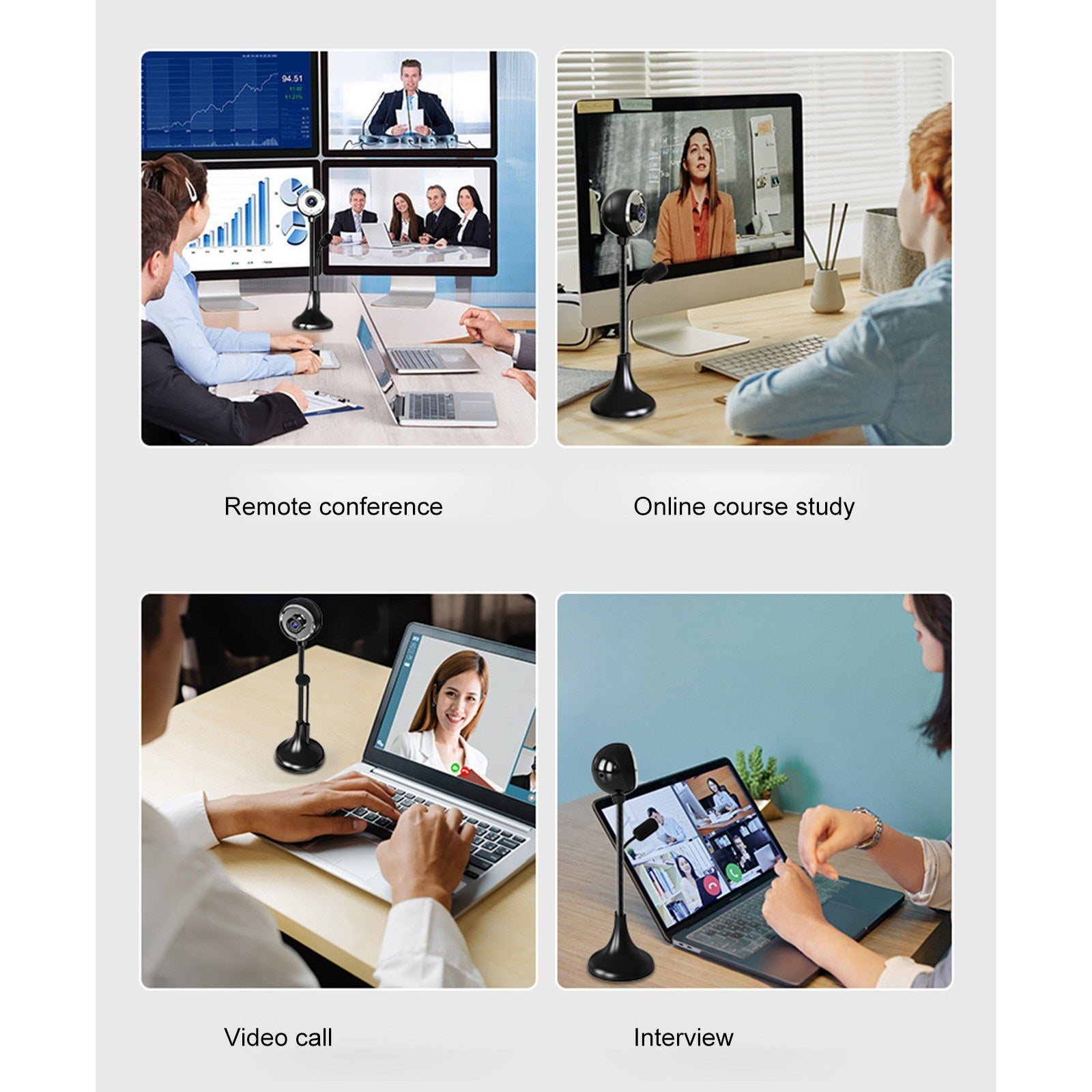 SADA A09 USB Desktop Camera: HD 1080P, Manual Focus, Wide Angle, Rotatable, Height Adjustable, Mic-Equipped for Conferencing & Streaming