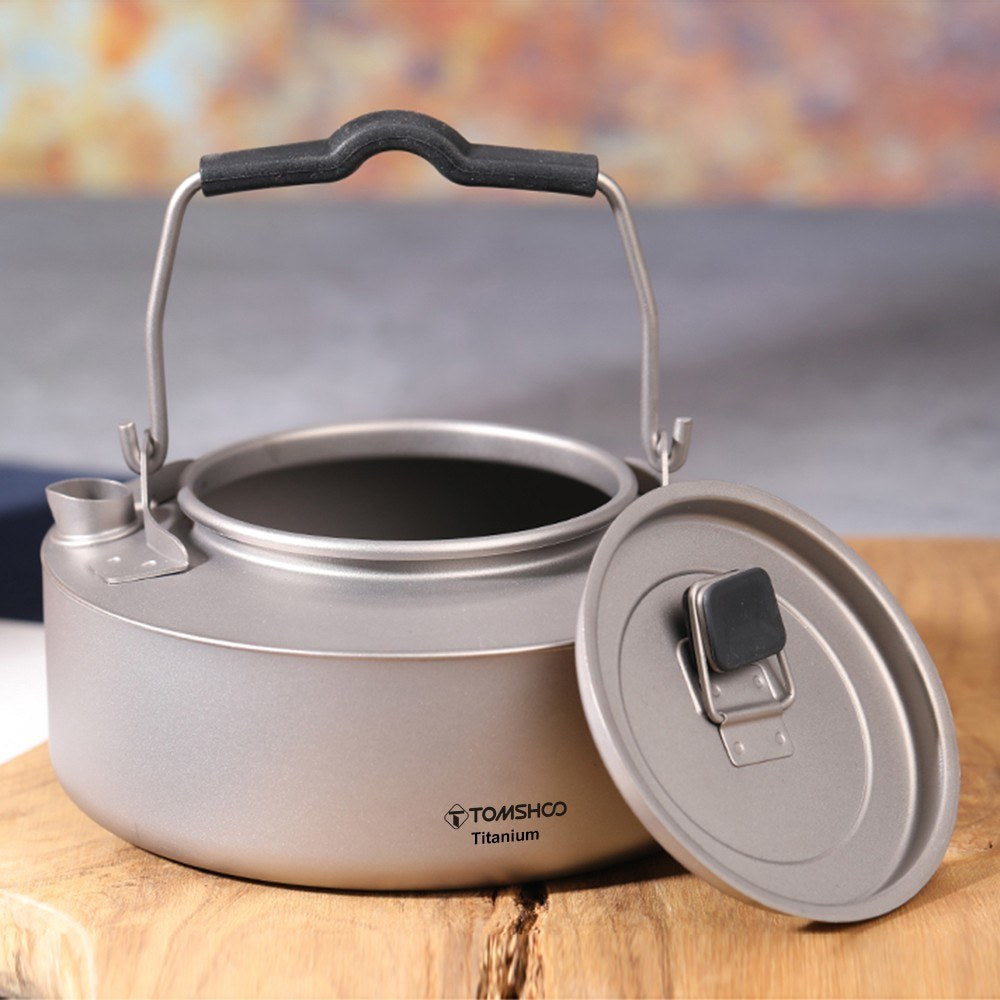 Lightweight TOMSHOO Titanium Tea & Coffee Kettle - 600ml/1000ml Camping Pot