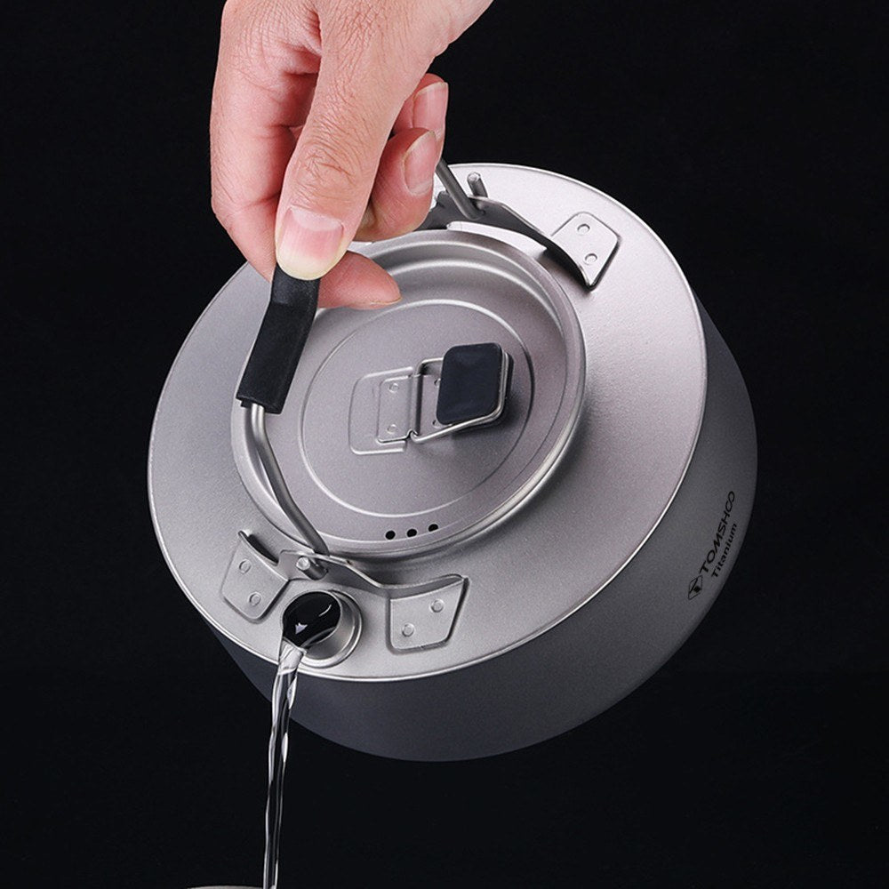Lightweight TOMSHOO Titanium Tea & Coffee Kettle - 600ml/1000ml Camping Pot