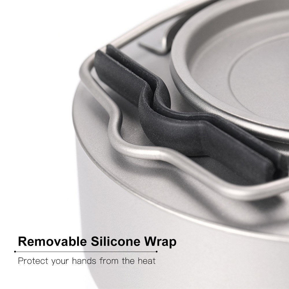 Lightweight TOMSHOO Titanium Tea & Coffee Kettle - 600ml/1000ml Camping Pot