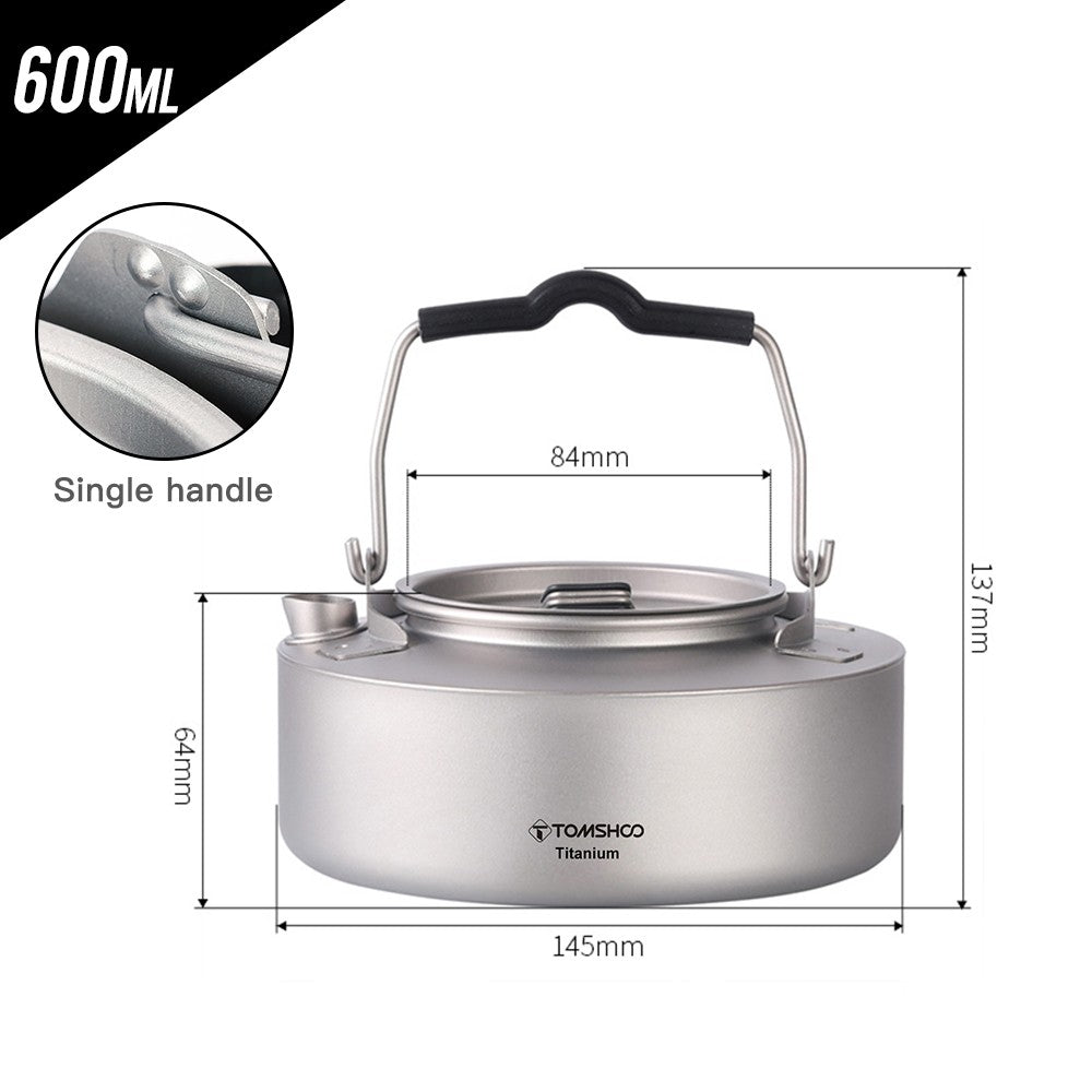Lightweight TOMSHOO Titanium Tea & Coffee Kettle - 600ml/1000ml Camping Pot
