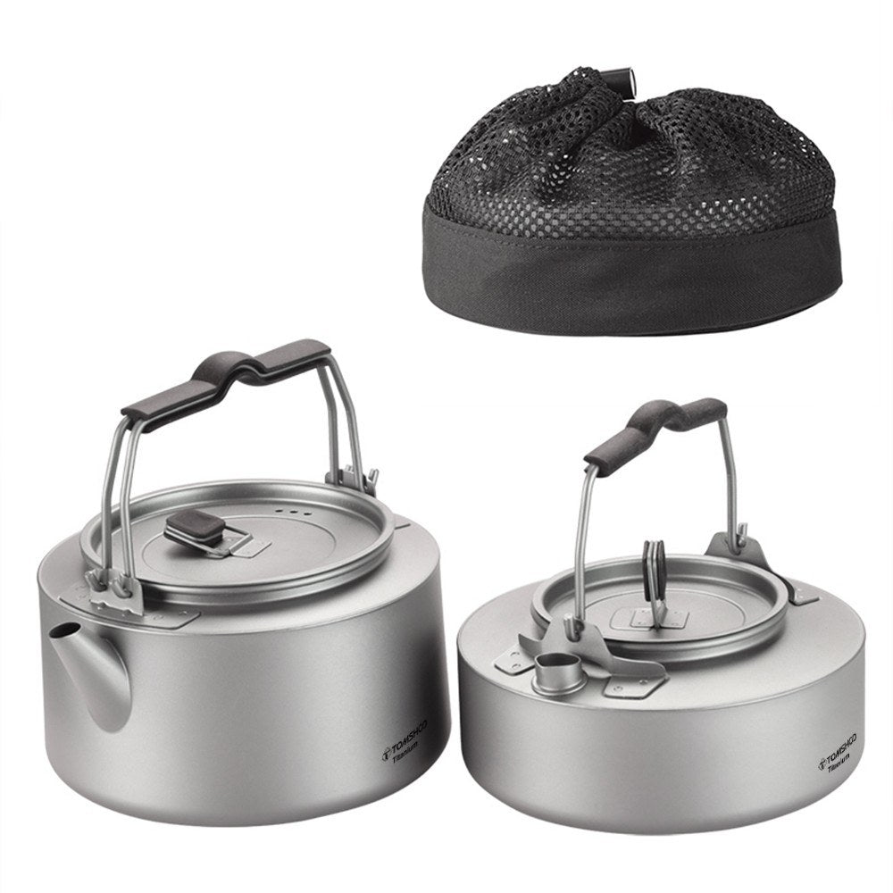 Lightweight TOMSHOO Titanium Tea & Coffee Kettle - 600ml/1000ml Camping Pot