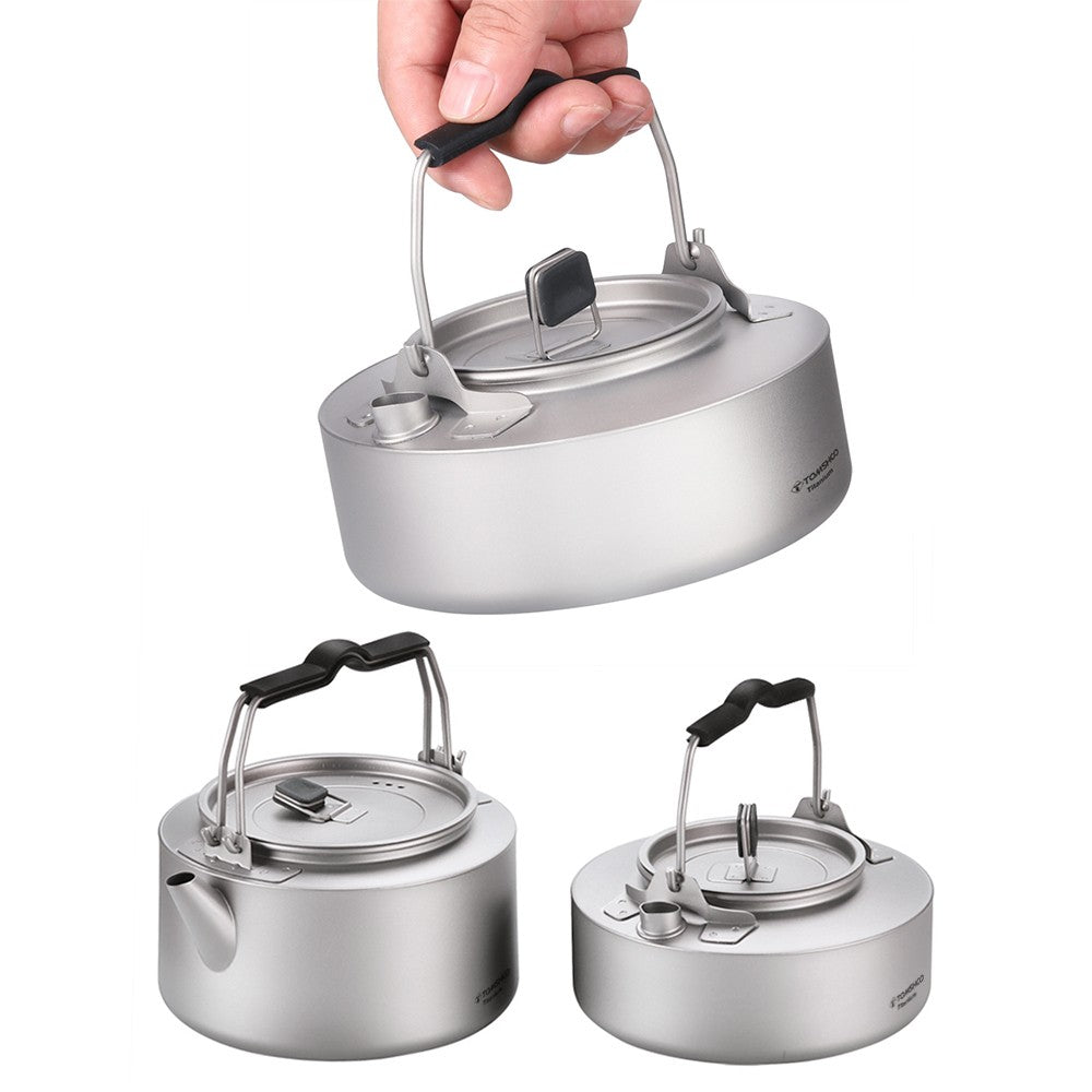 Lightweight TOMSHOO Titanium Tea & Coffee Kettle - 600ml/1000ml Camping Pot