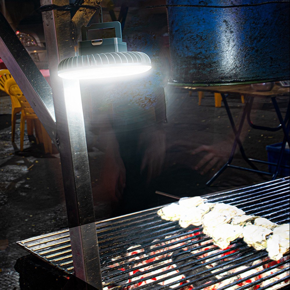 USB Rechargeable Portable Camping Fan & LED Lantern with 2400mAh Battery and Hook