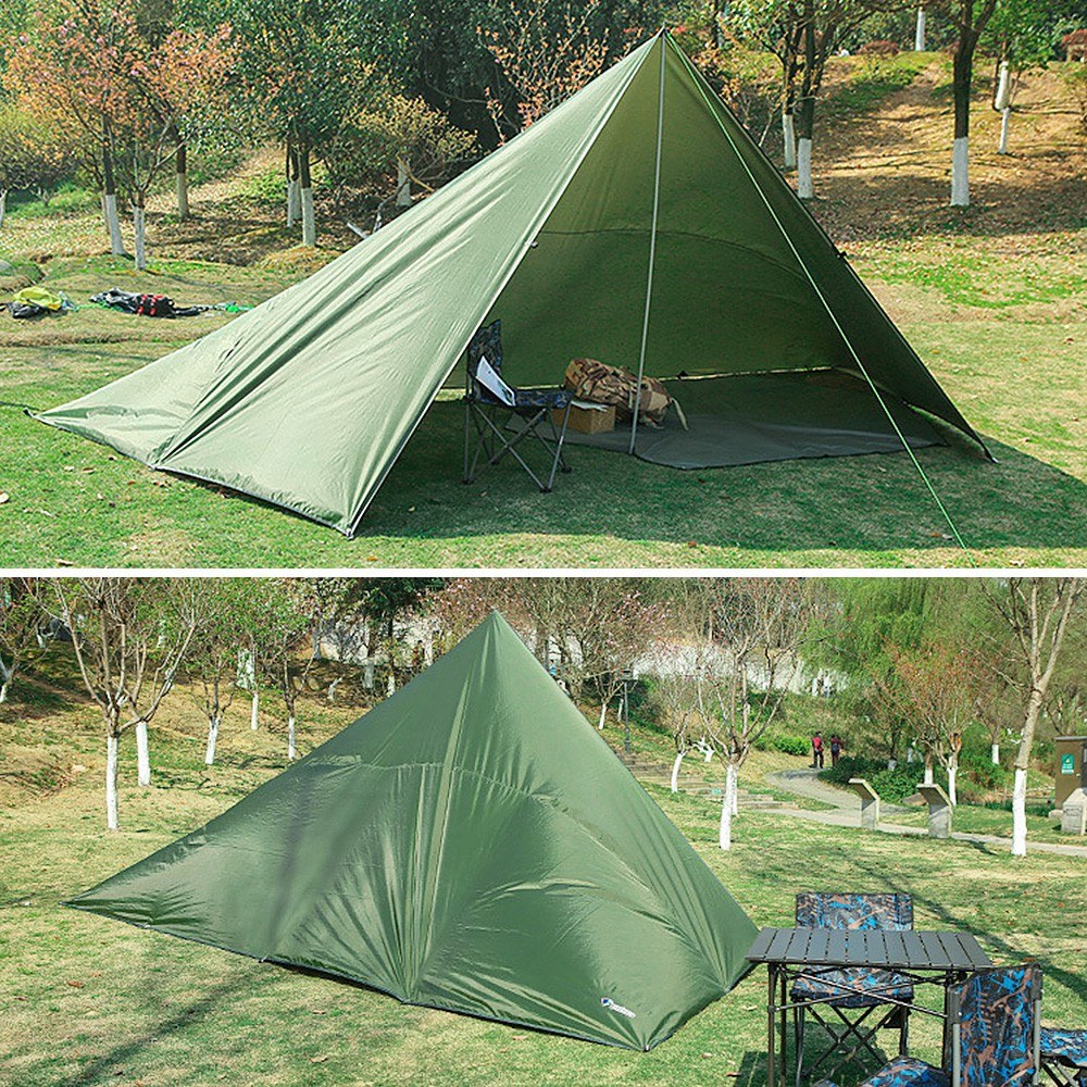 Ultralight 3x6m Waterproof Tarp Tent with Pole - Folding Camping Canopy Beach Sun Shelter for Hiking and Survival