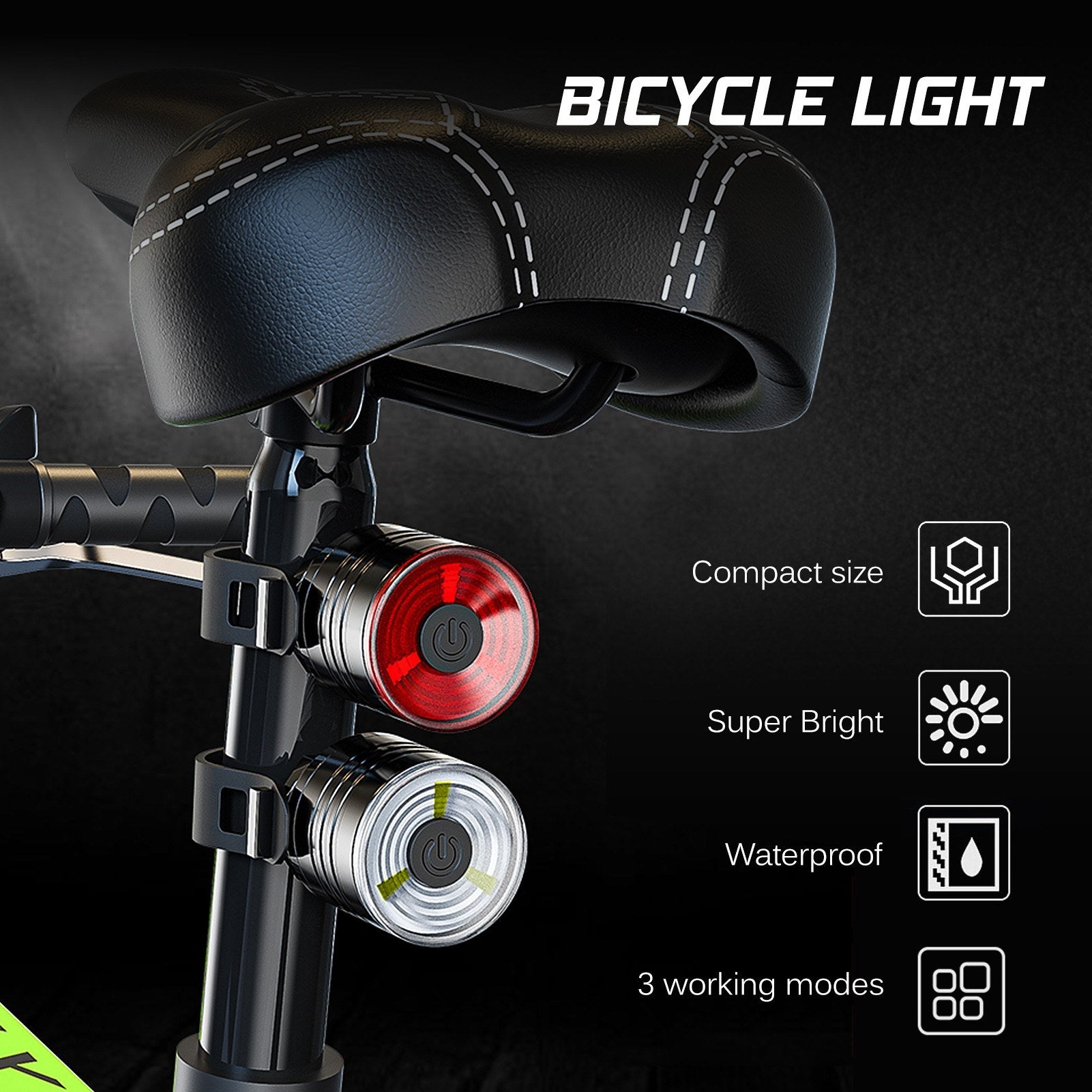 Waterproof Bike Light Set: Headlight & Tail Light for Handlebar - Bright Front & Rear Cycling Lights