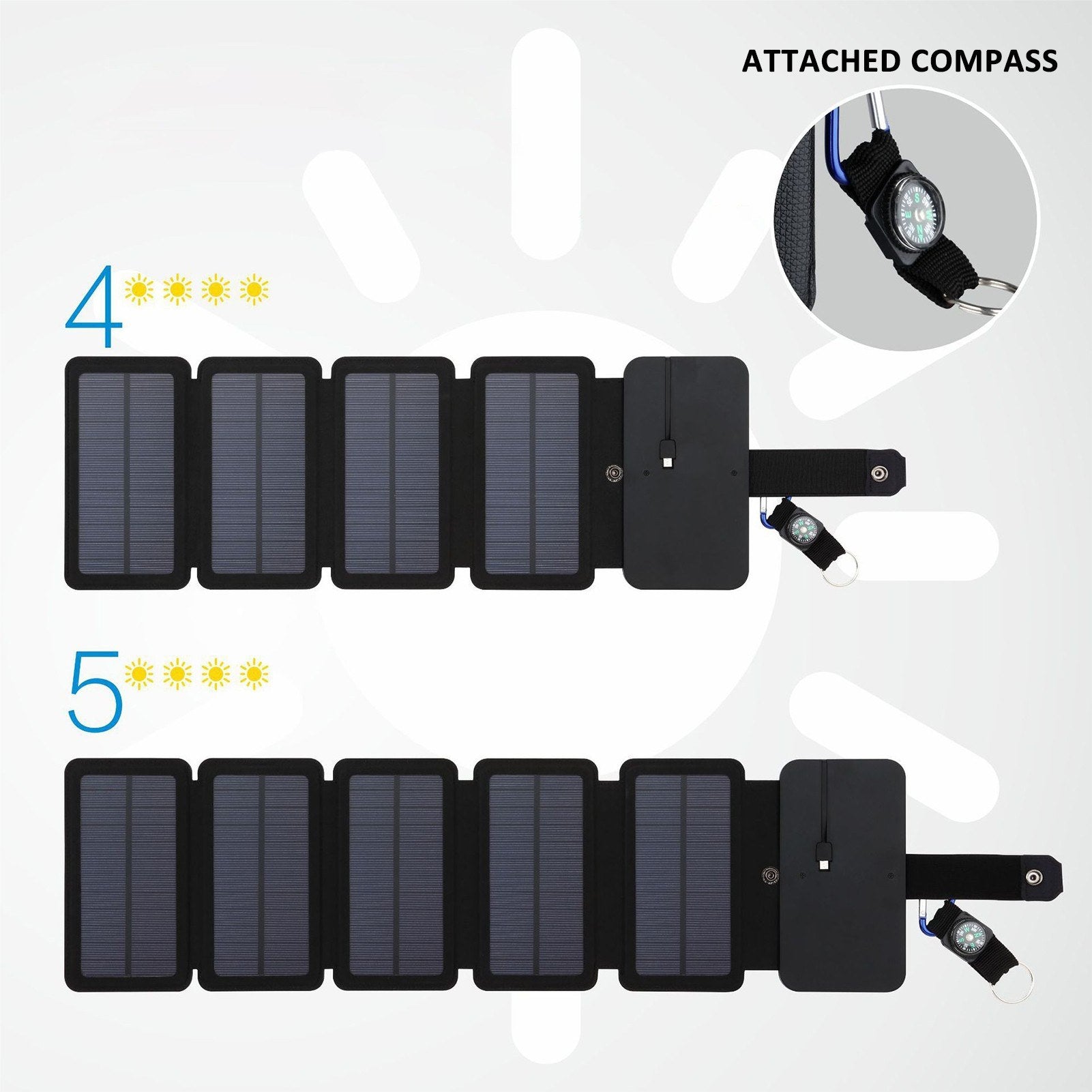 Portable Foldable Solar Charger with Compass for Camping, Hiking, and Emergencies