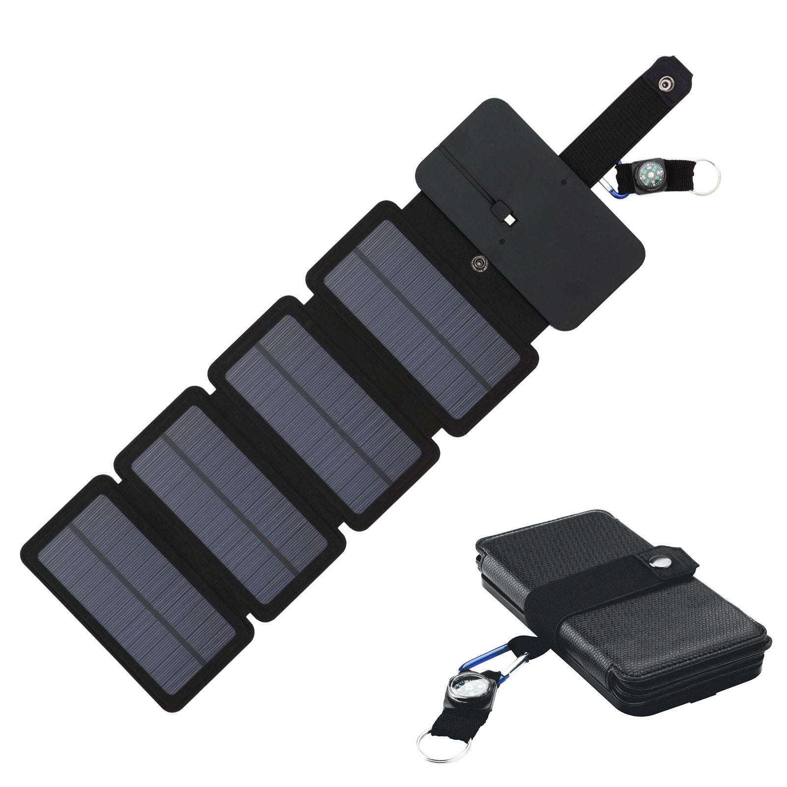 Portable Foldable Solar Charger with Compass for Camping, Hiking, and Emergencies