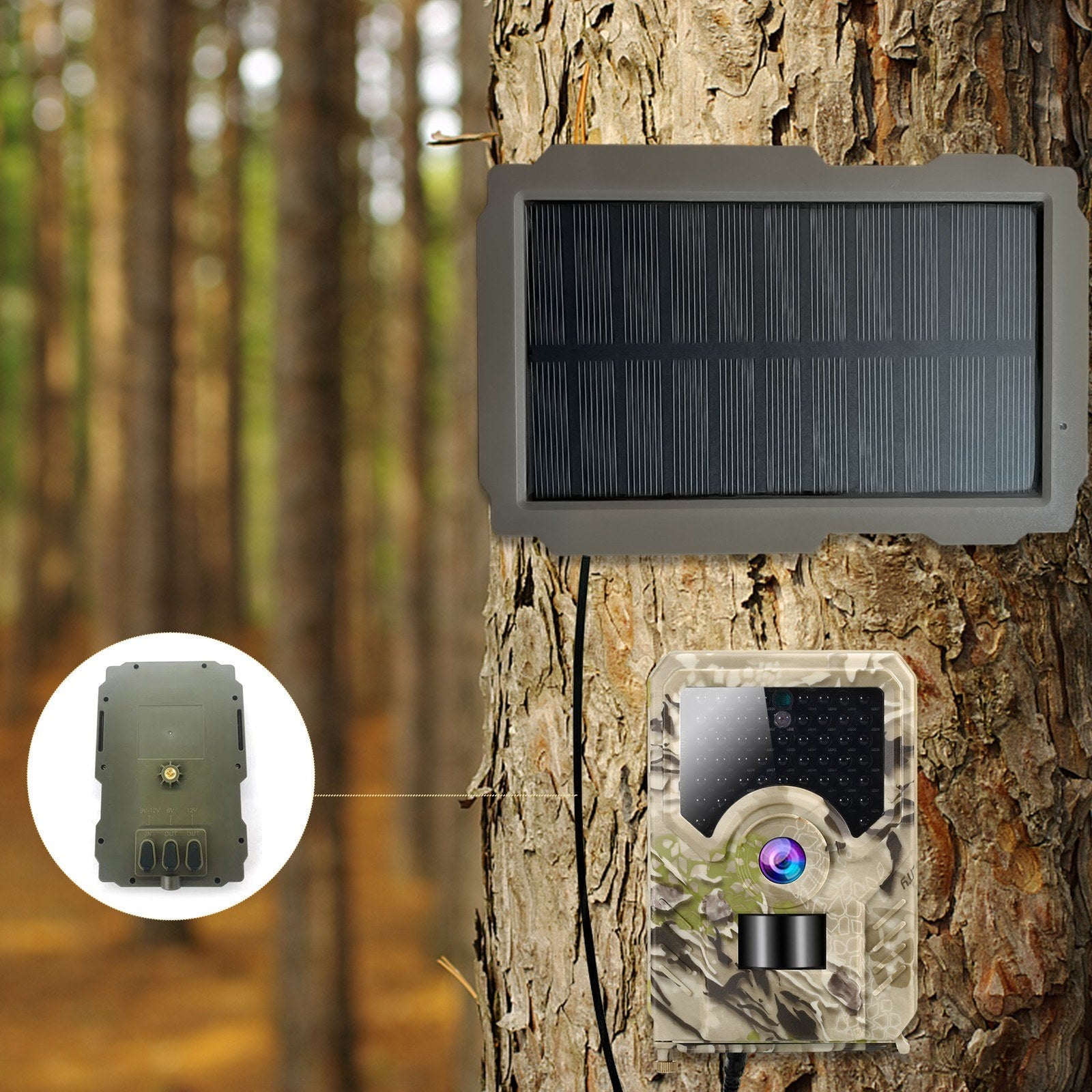 Solar-Powered Trail Game Camera Kit - 3000mAh Rechargeable Charger for Hunting Cameras (6V-12V)