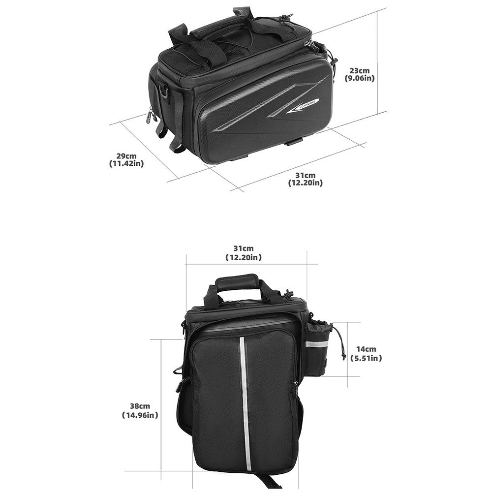 Waterproof Hard Shell Rear Bike Seat Bag with Reflective Strips for Bicycle Racks - RZAHUAHU