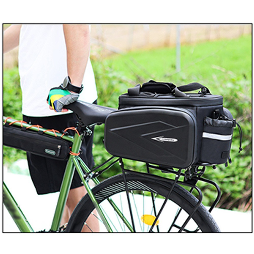 Waterproof Hard Shell Rear Bike Seat Bag with Reflective Strips for Bicycle Racks - RZAHUAHU