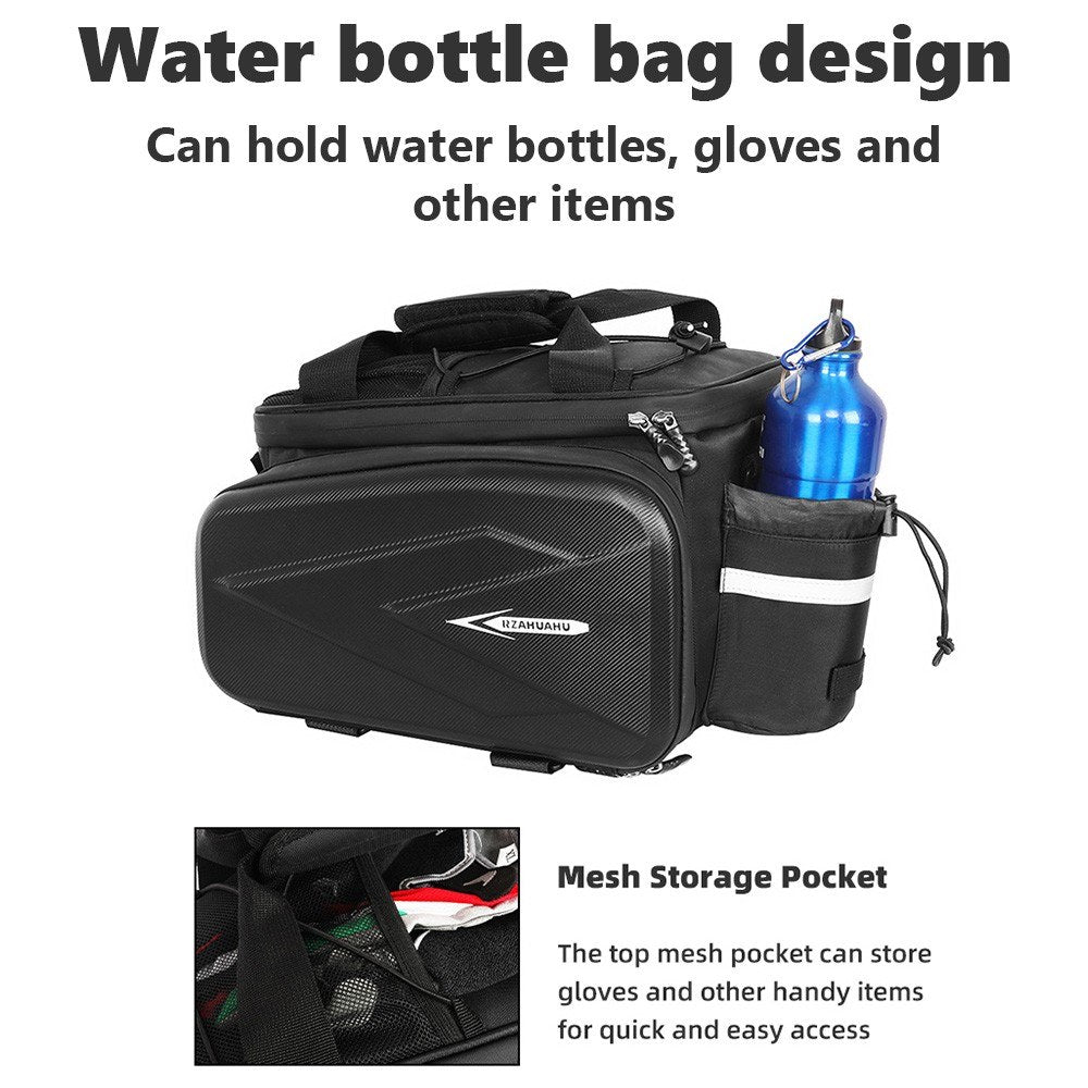 Waterproof Hard Shell Rear Bike Seat Bag with Reflective Strips for Bicycle Racks - RZAHUAHU