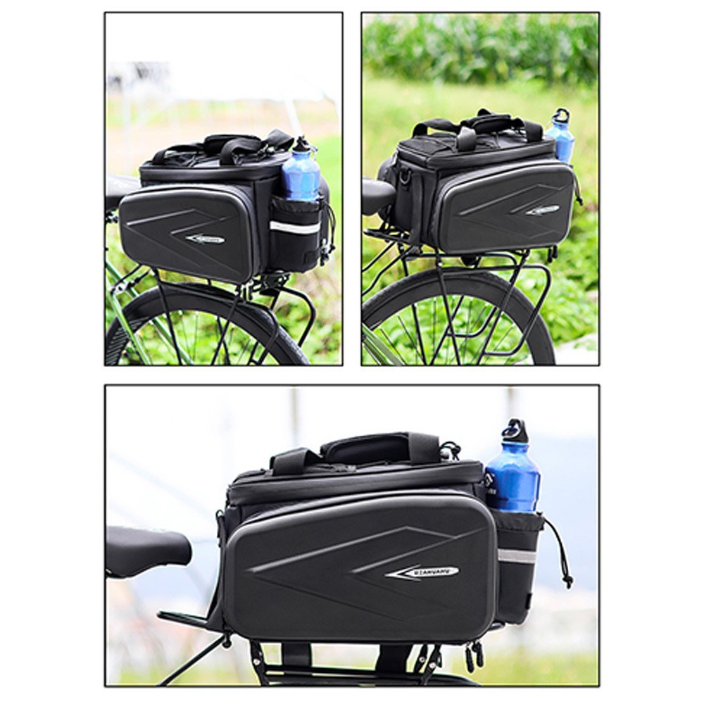 Waterproof Hard Shell Rear Bike Seat Bag with Reflective Strips for Bicycle Racks - RZAHUAHU