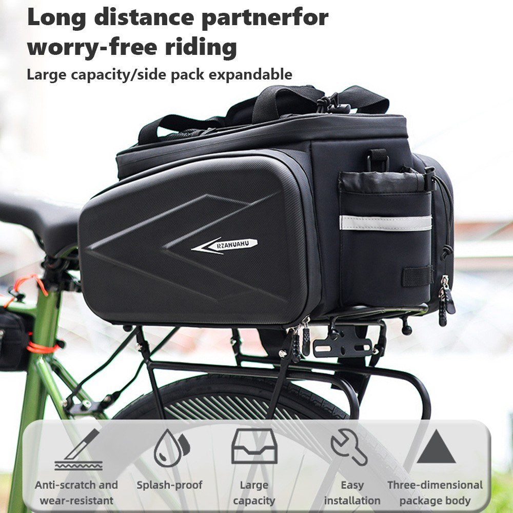 Waterproof Hard Shell Rear Bike Seat Bag with Reflective Strips for Bicycle Racks - RZAHUAHU