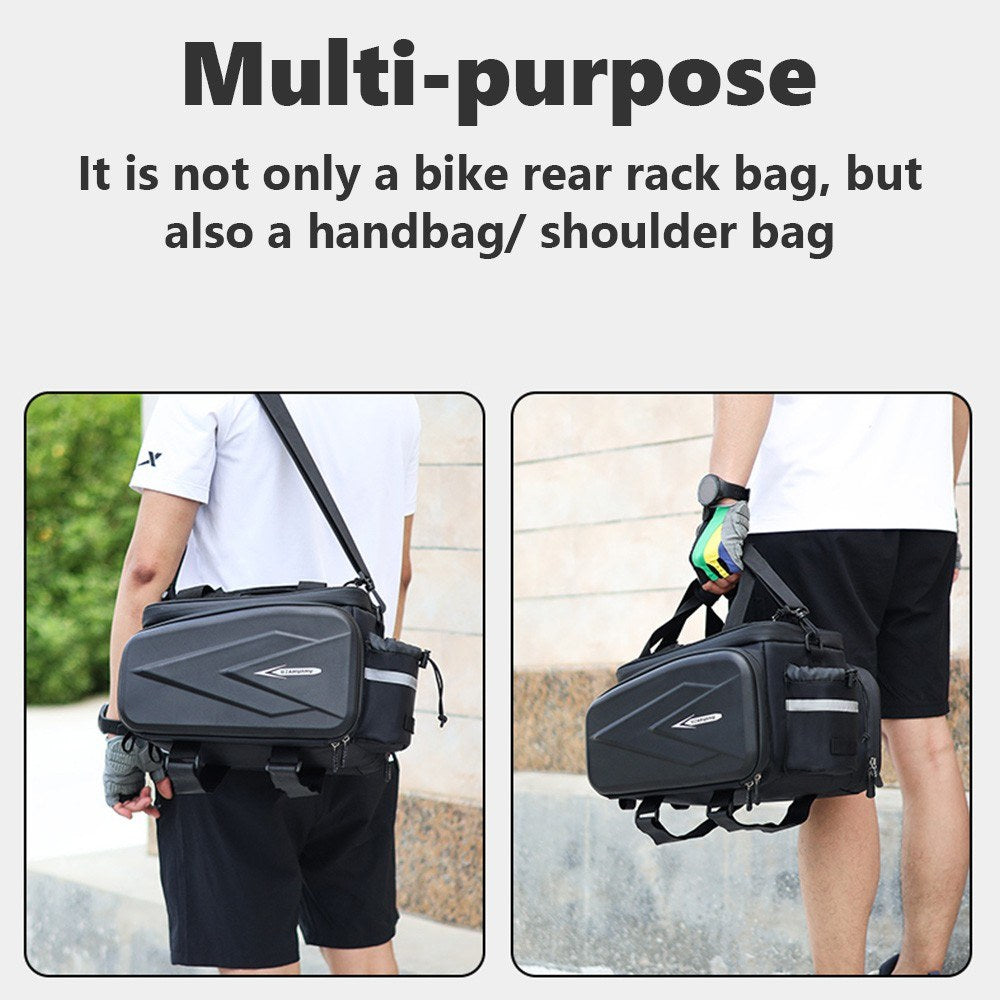 Waterproof Hard Shell Rear Bike Seat Bag with Reflective Strips for Bicycle Racks - RZAHUAHU