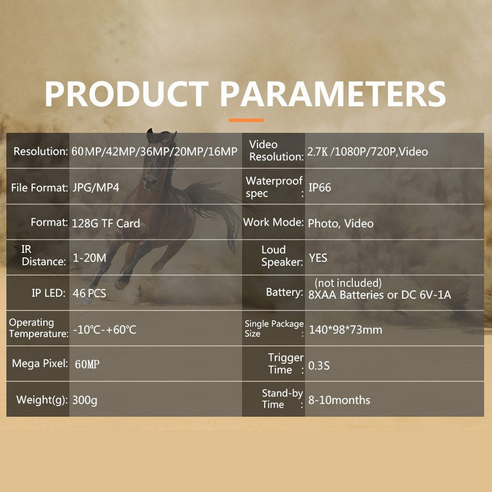 4K WiFi Wildlife Camera with 60MP Night Vision & 2-Inch Screen for Outdoor Monitoring