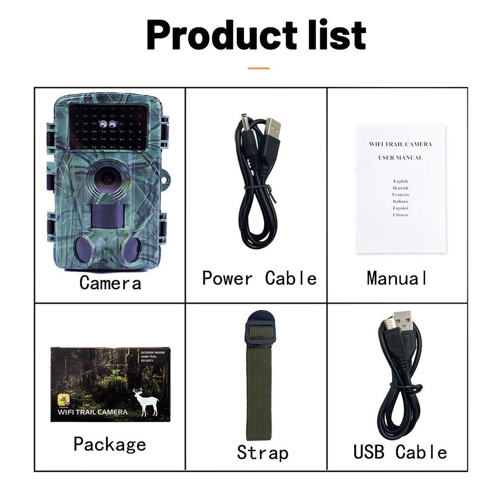 4K WiFi Wildlife Camera with 60MP Night Vision & 2-Inch Screen for Outdoor Monitoring