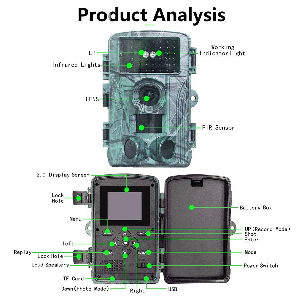 4K WiFi Wildlife Camera with 60MP Night Vision & 2-Inch Screen for Outdoor Monitoring