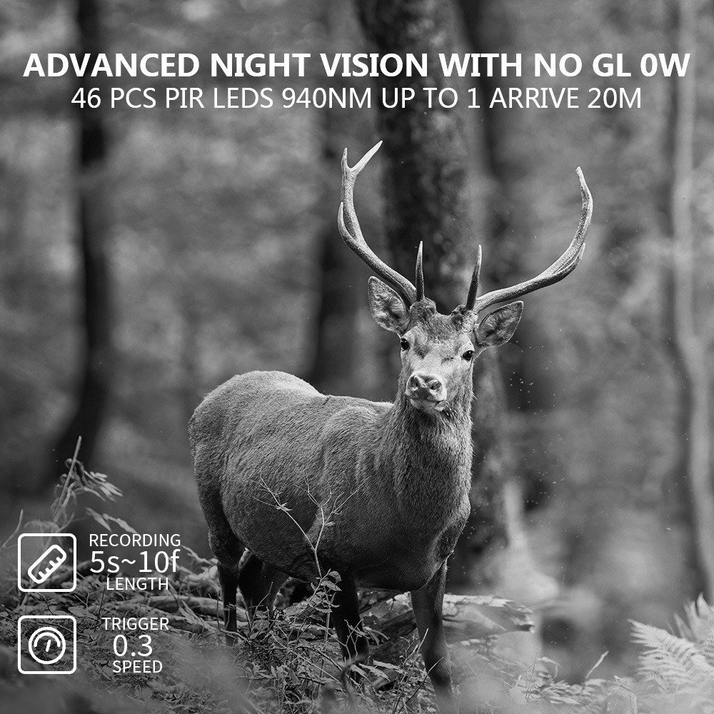 4K WiFi Wildlife Camera with 60MP Night Vision & 2-Inch Screen for Outdoor Monitoring