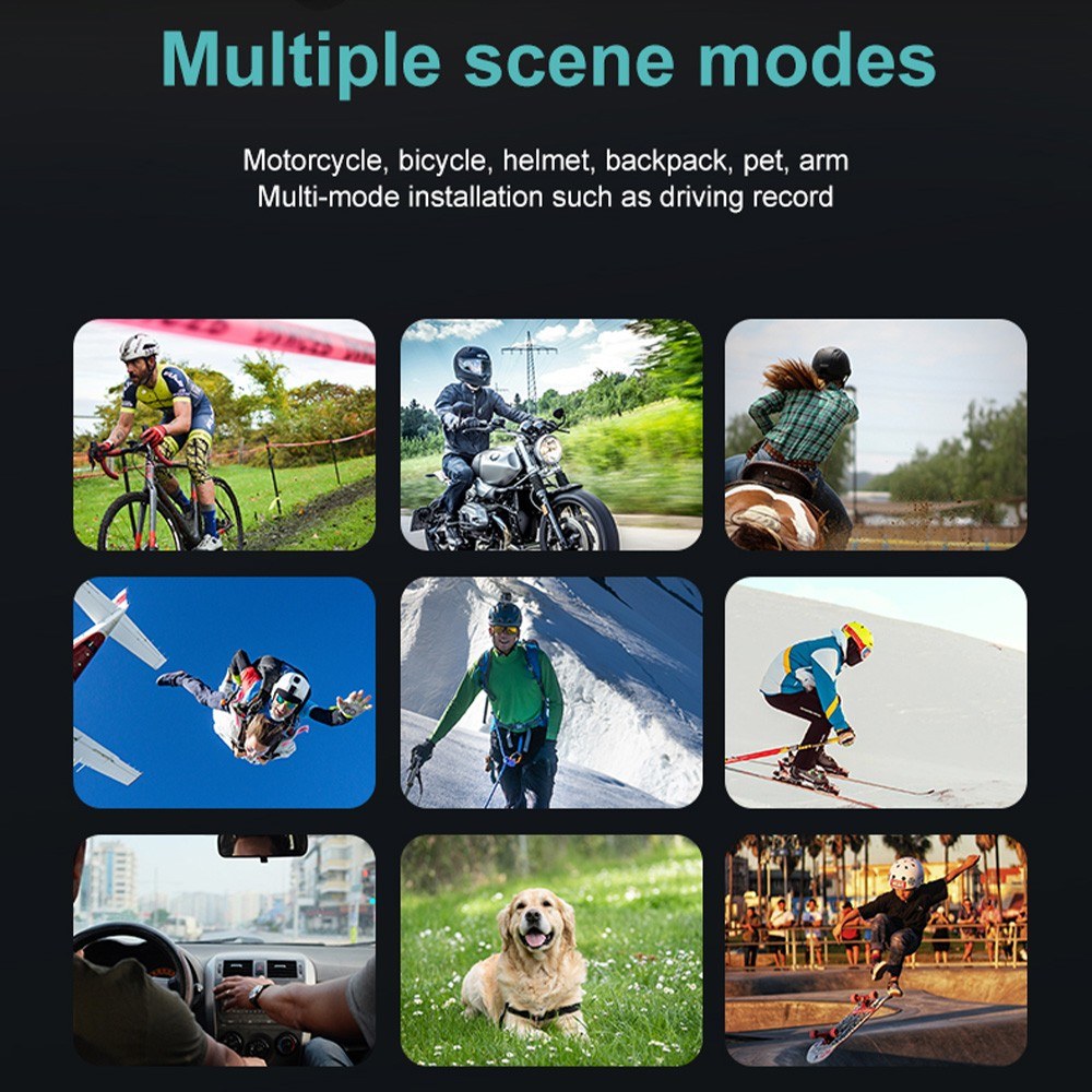 Anytek S50 Helmet Camera: 2K Dual Recording, Wireless Control, 170° Wide-Angle, 1600mAh, for Motorcycle & Bicycle Helmet